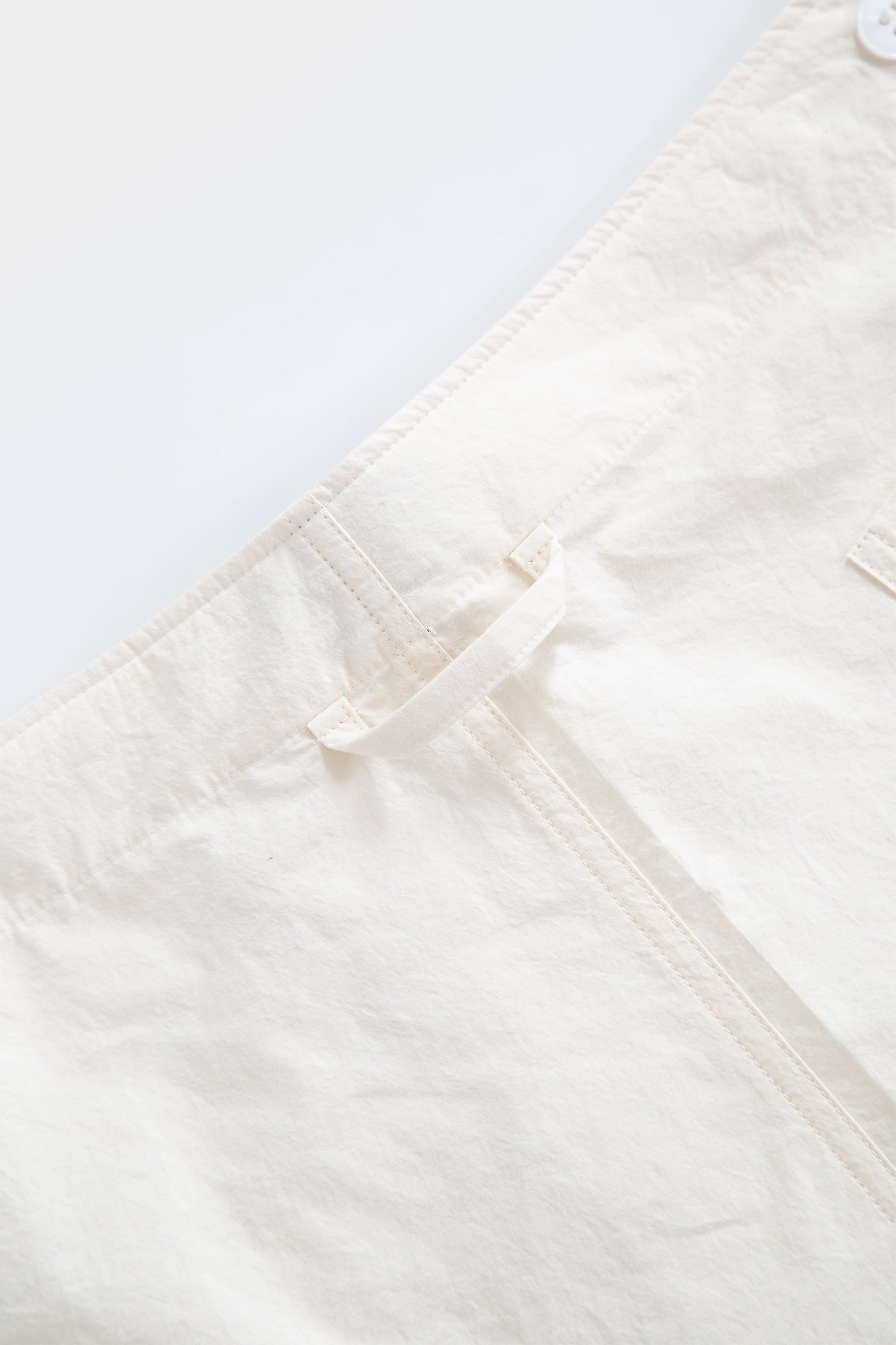 Cream cotton poplin Bermuda shorts with adjustable waist