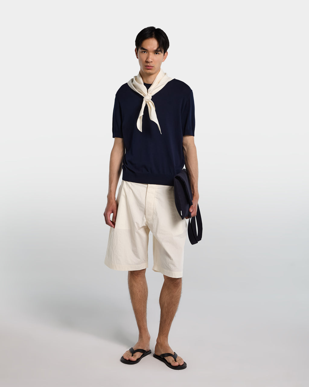 Navy knitted t-shirt