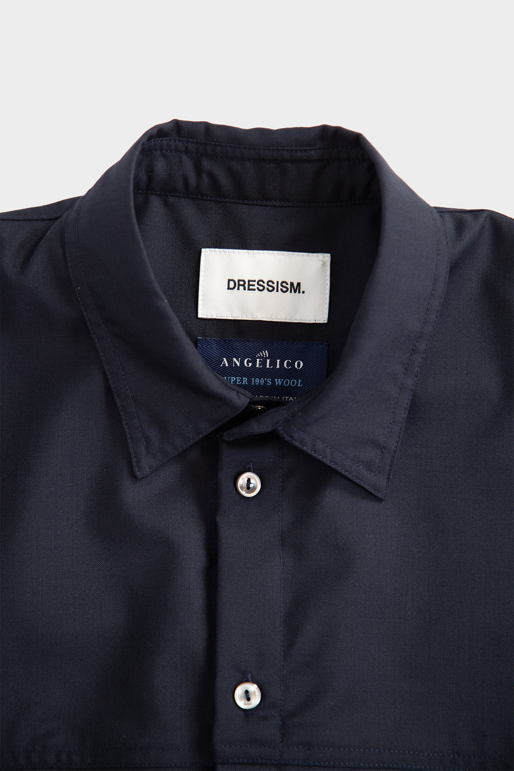 Navy blue tailored wool overshirt 