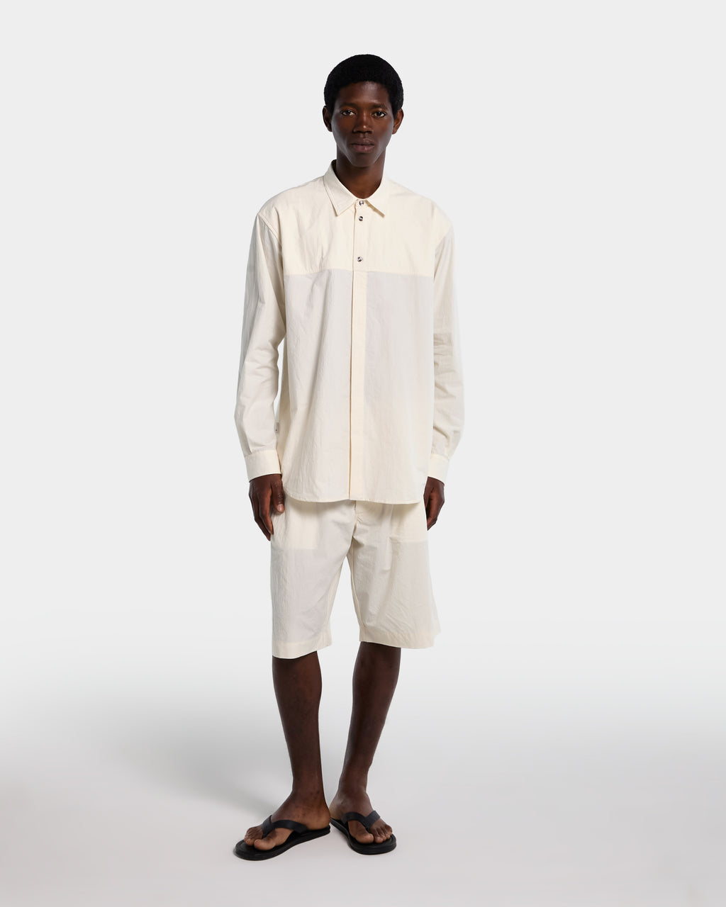 CHEST CUT OVERSHIRT-Cream