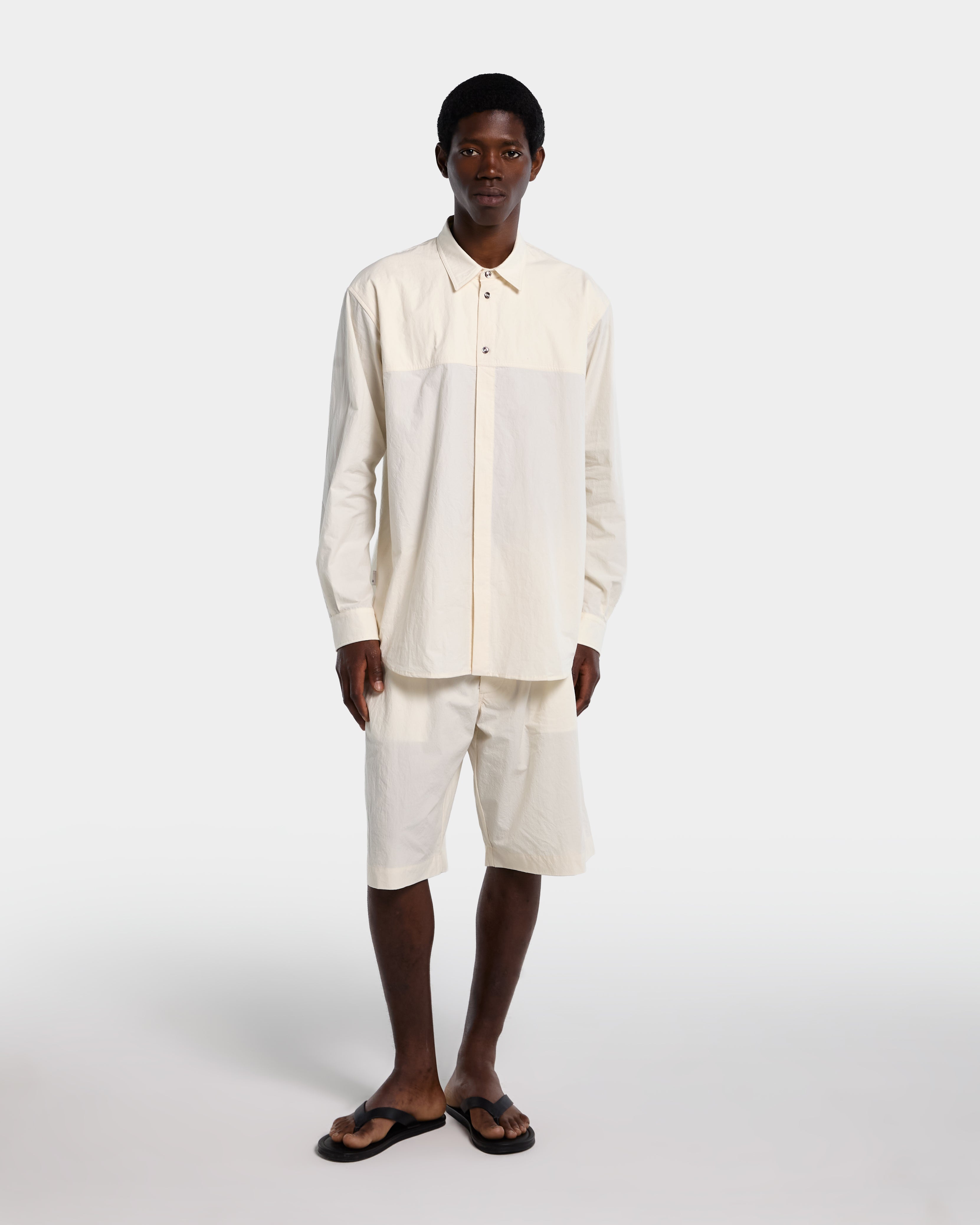 CHEST CUT OVERSHIRT-Cream