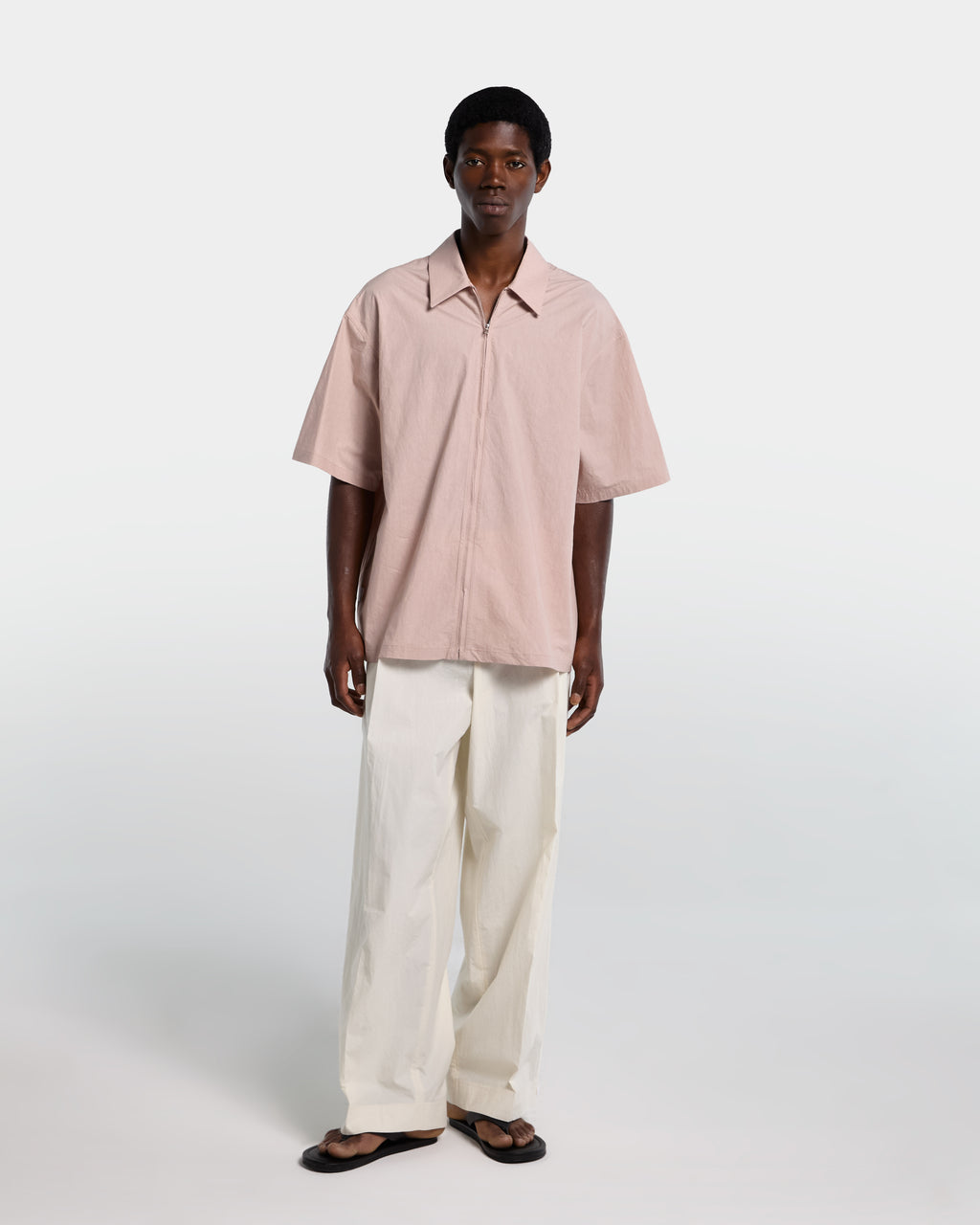 Cream cotton poplin trousers