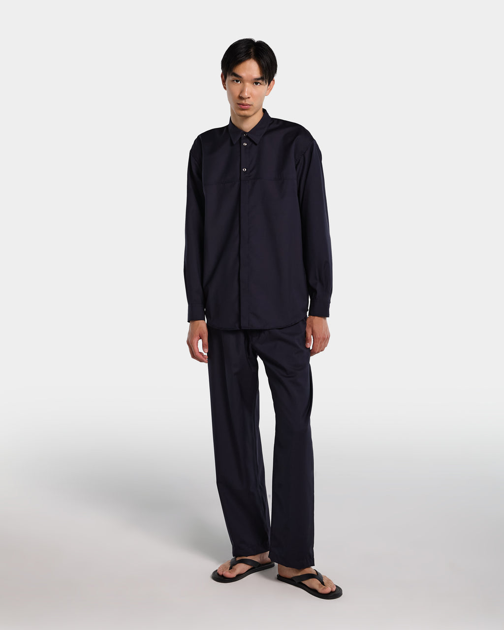 Navy blue tailored wool overshirt 