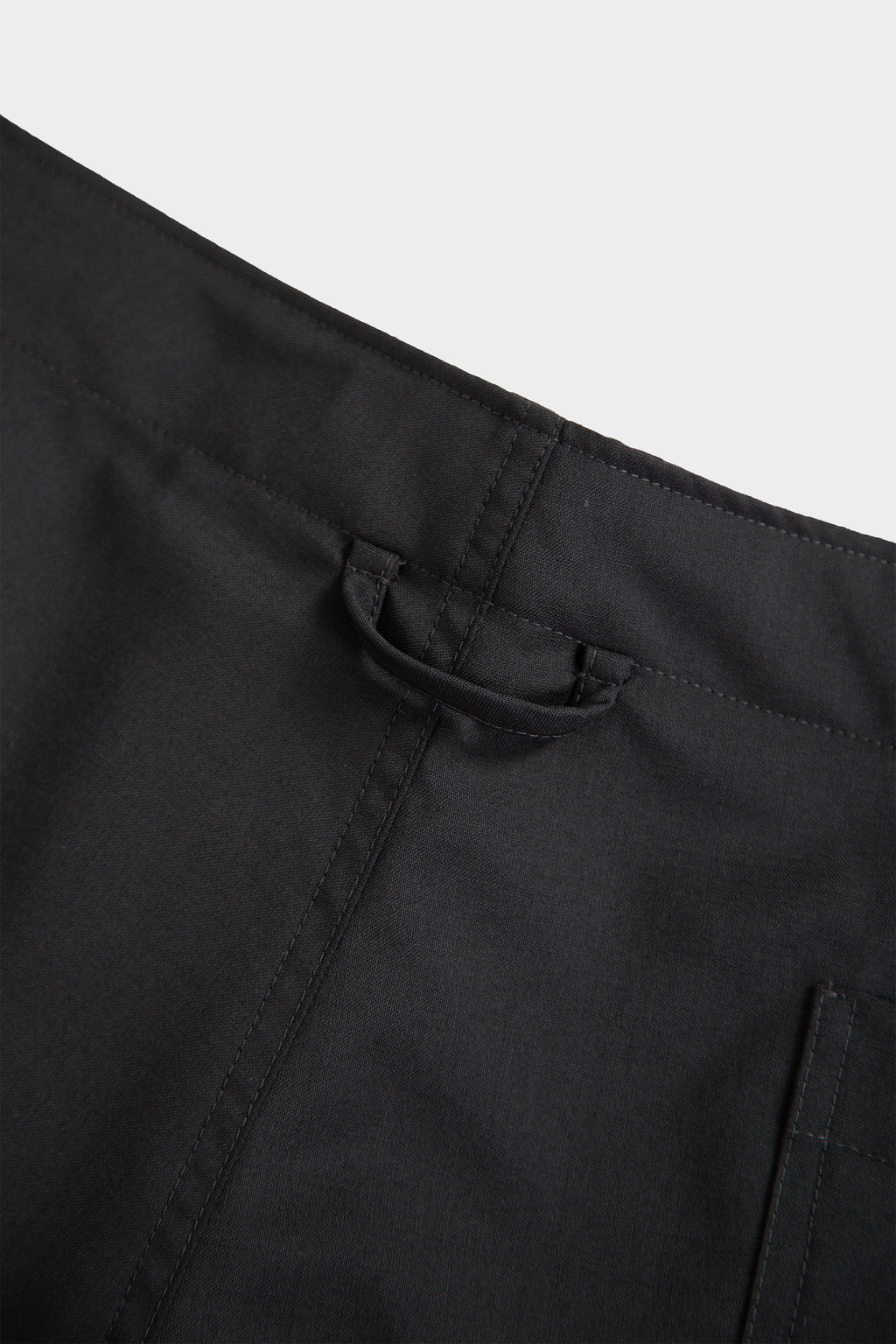 Black wool tailored pant with adjustable waist 