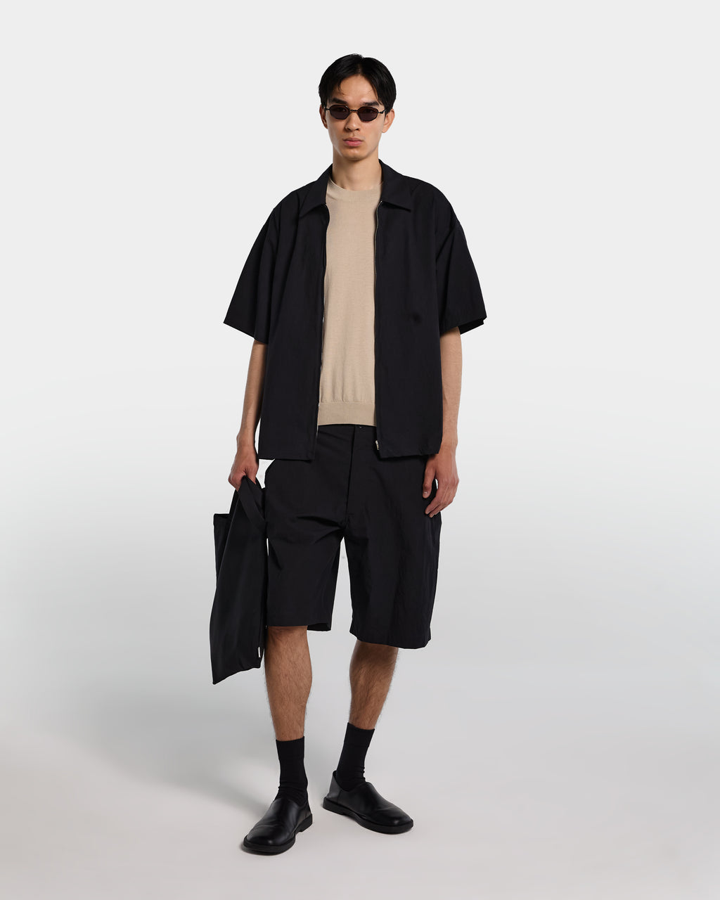 Sand-colored knit T-shirt