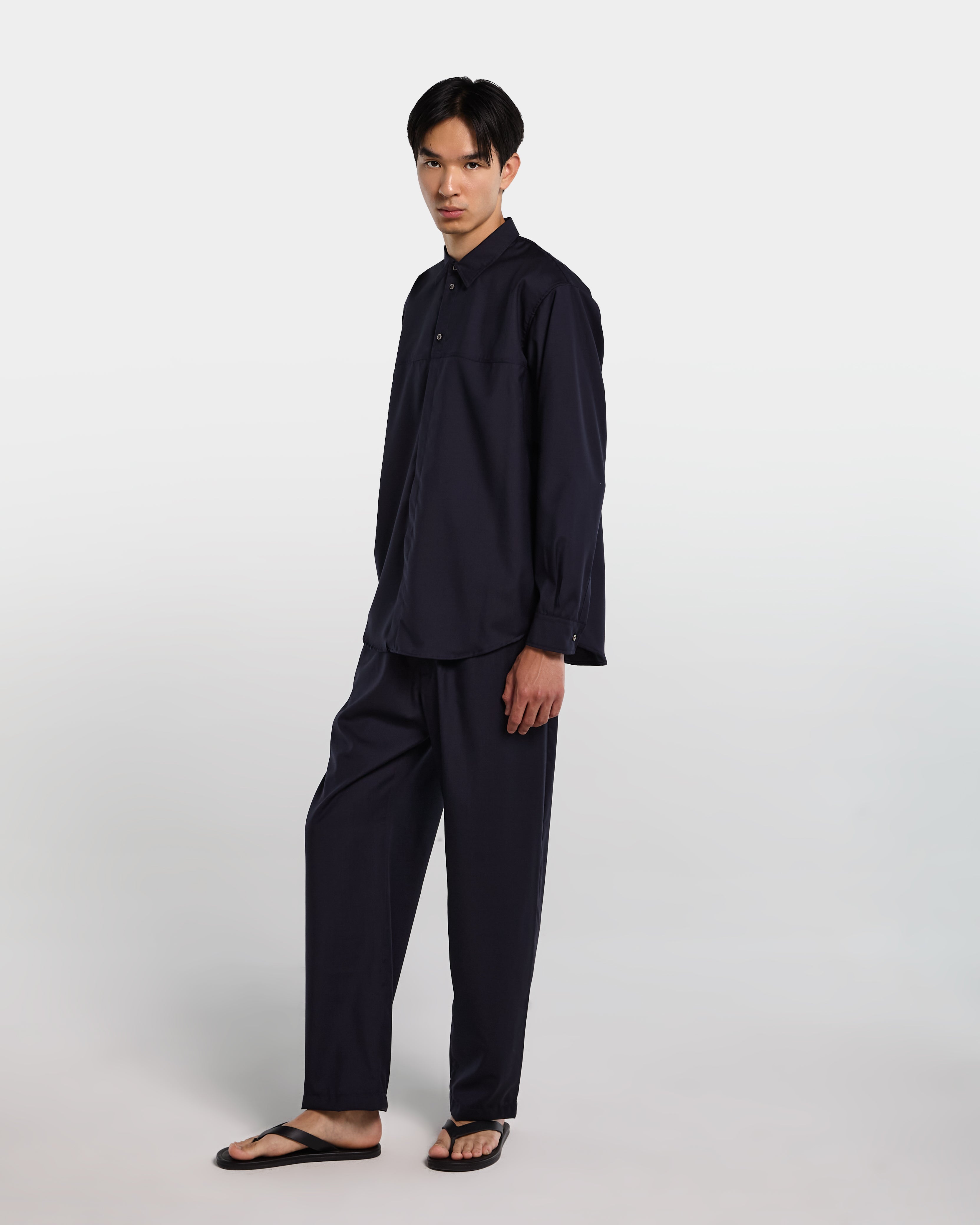 Navy blue tailored wool overshirt 