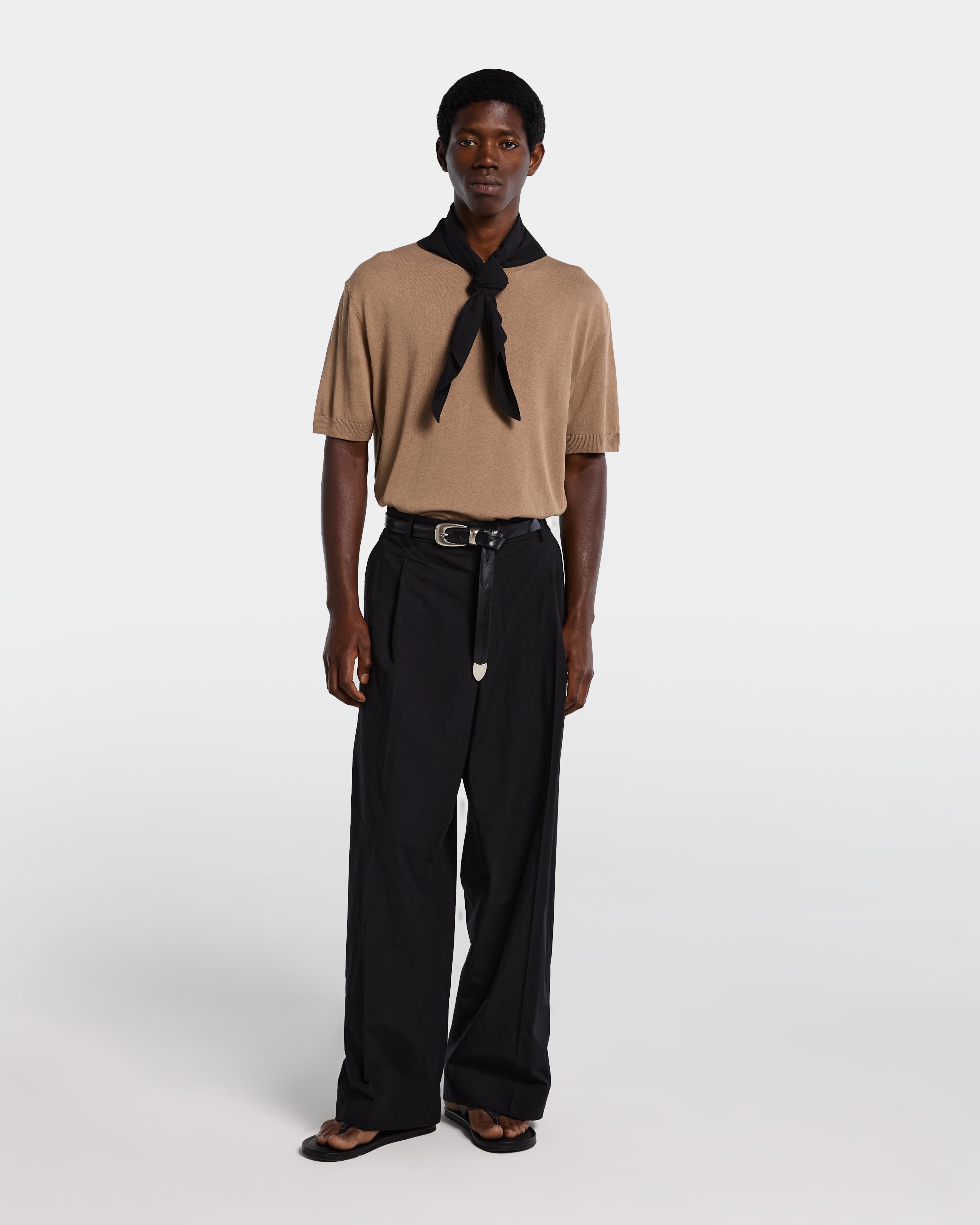 Black cotton poplin trousers