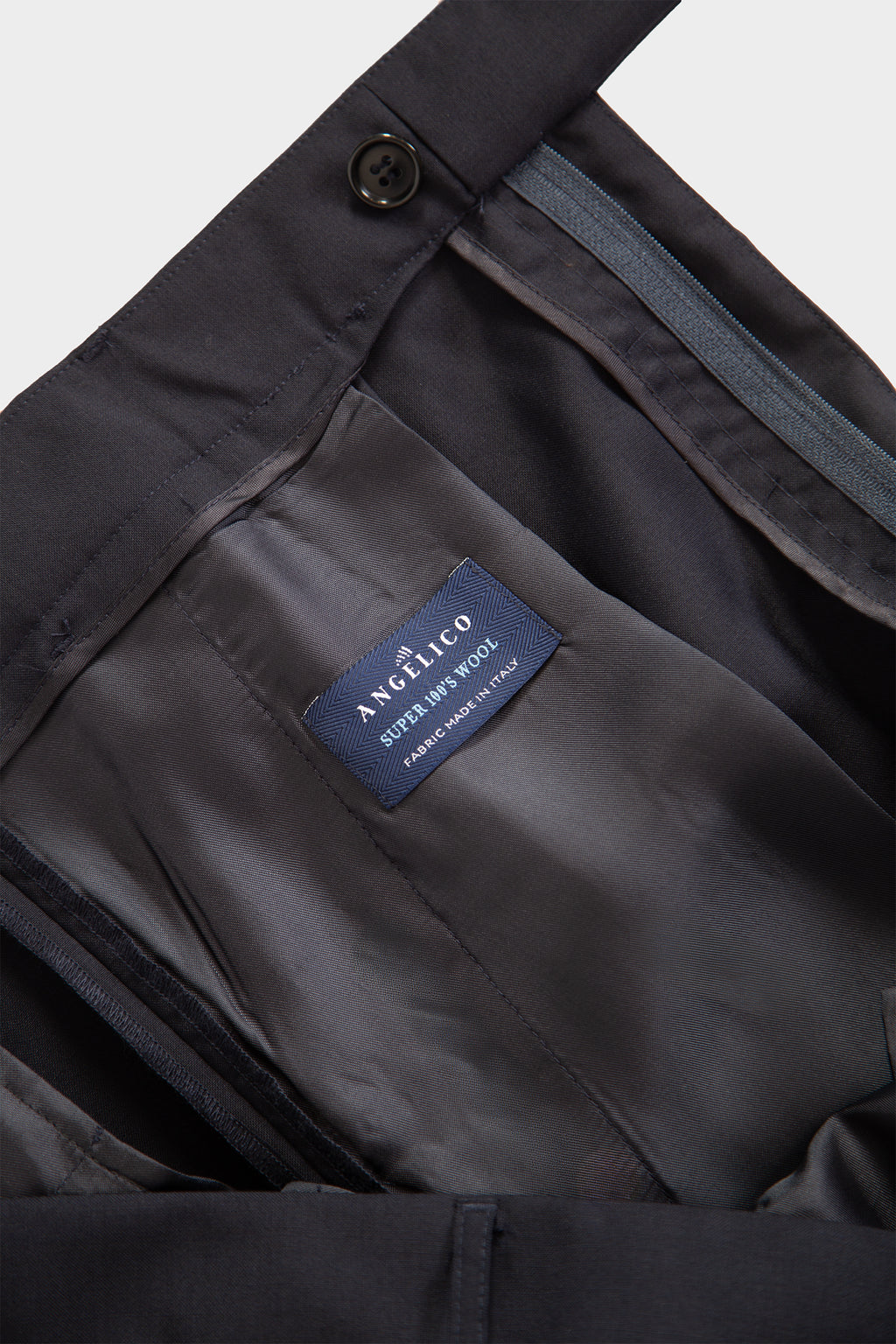 Navy blue frescolana trousers with adjustable waist