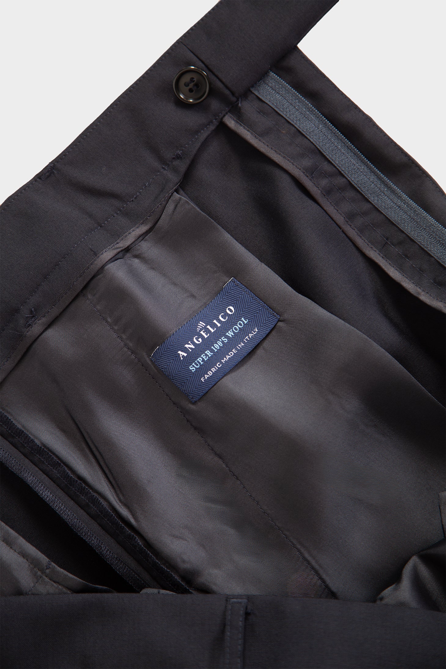 Navy blue frescolana trousers with adjustable waist
