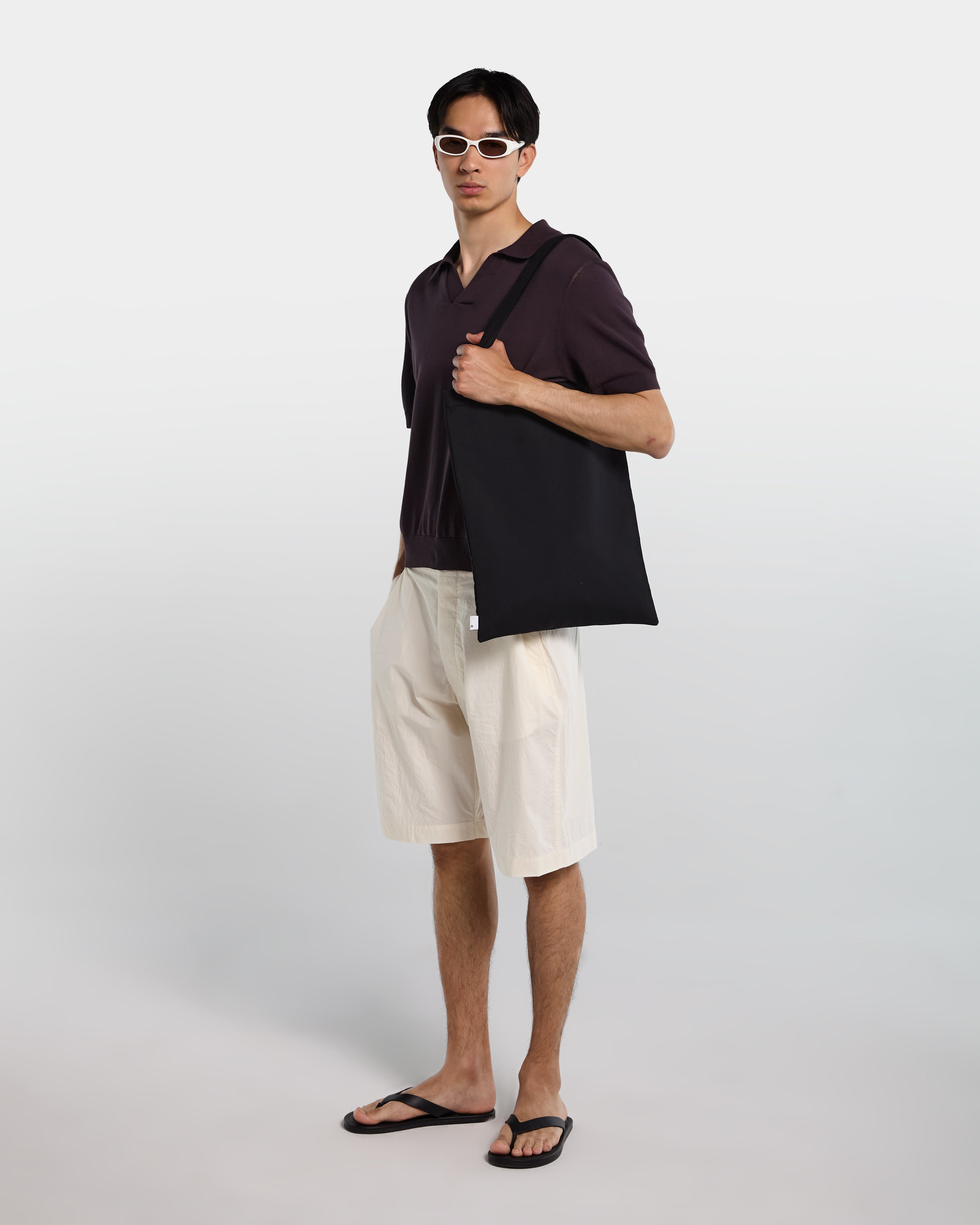 Brown open-collar cotton polo shirt