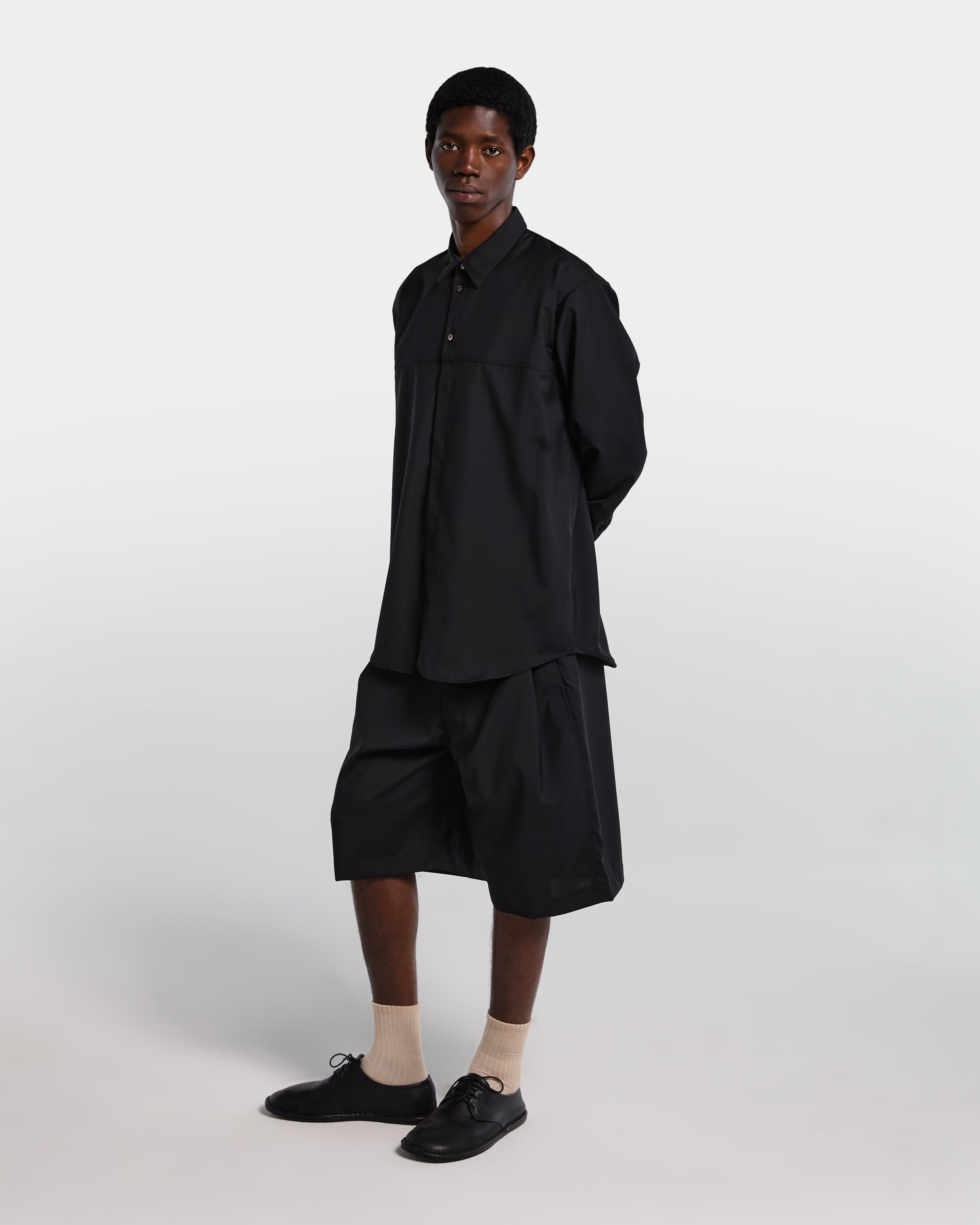 Black tailored wool overshirt 