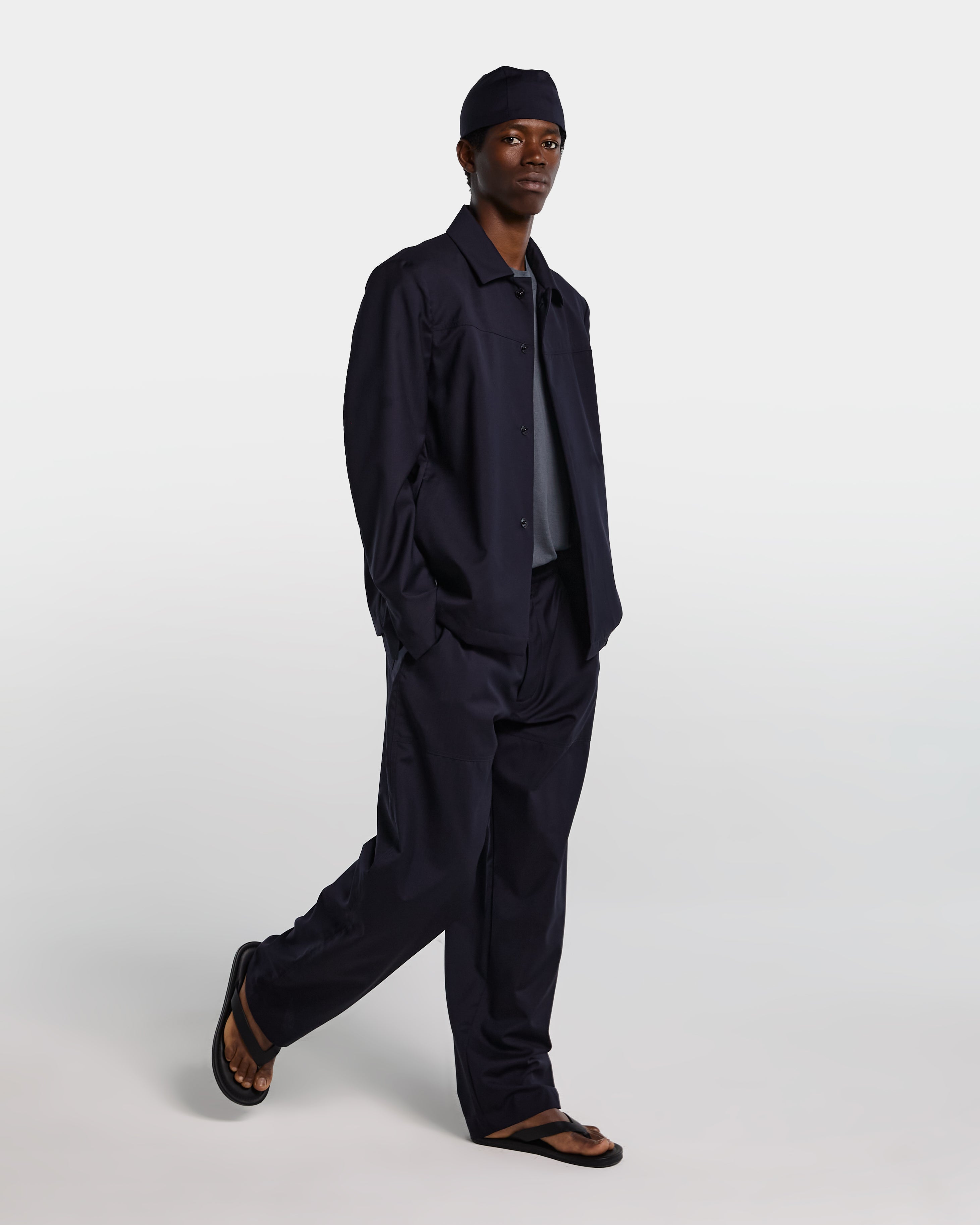 Navy blue tailored wool jacket