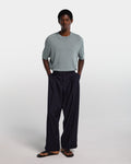 Navy blue frescolana trousers with adjustable waist