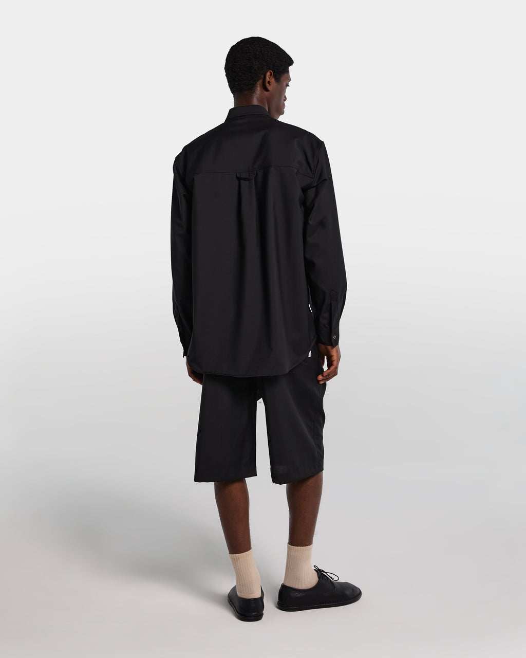 Black tailored wool overshirt 