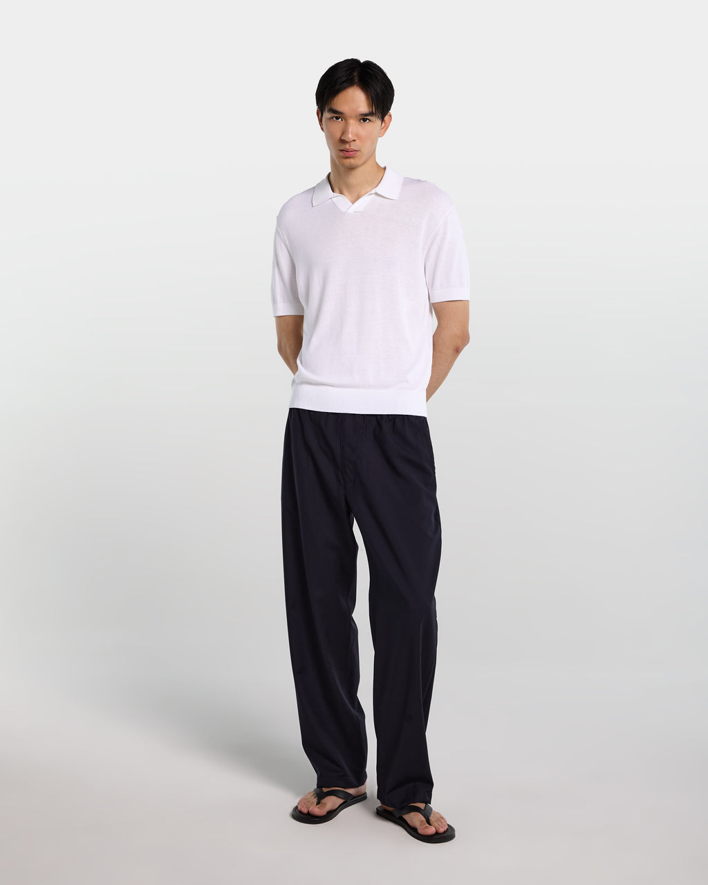 White viscose knitted polo shirt