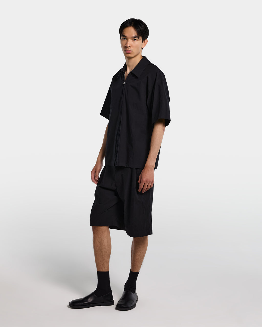 Navy blue fresca wool T-shirt with bandana