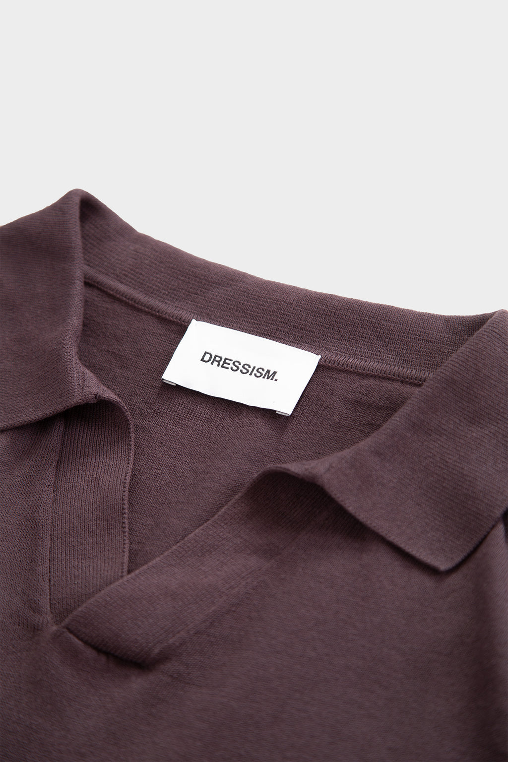 Brown open-collar cotton polo shirt