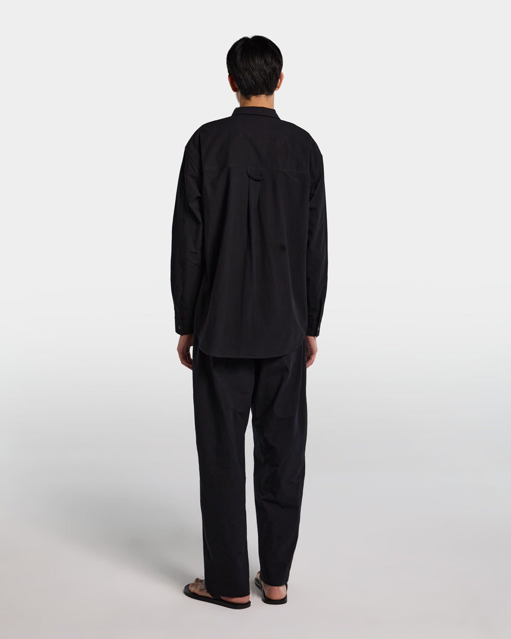 Black cotton poplin overshirt