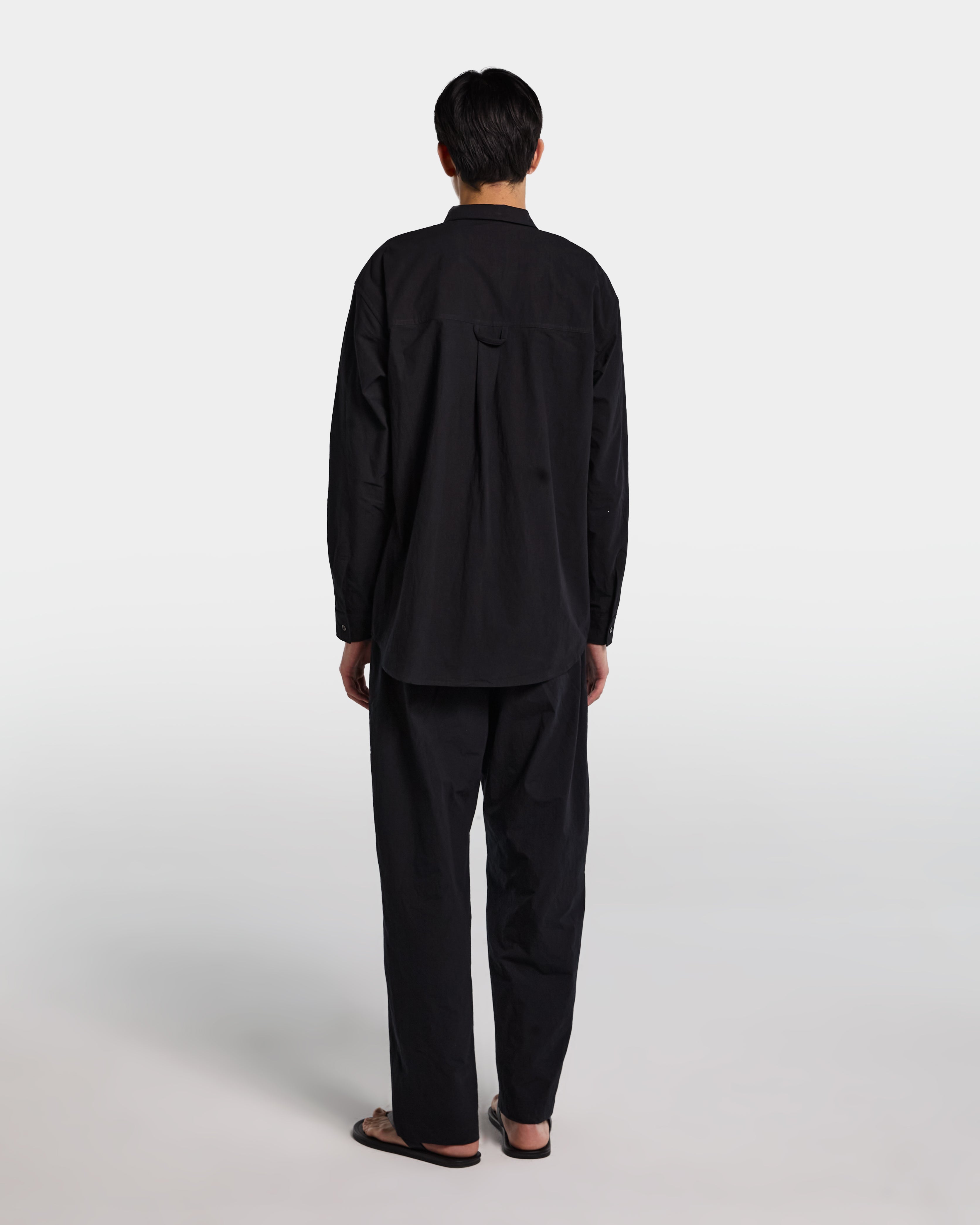 Black cotton poplin overshirt