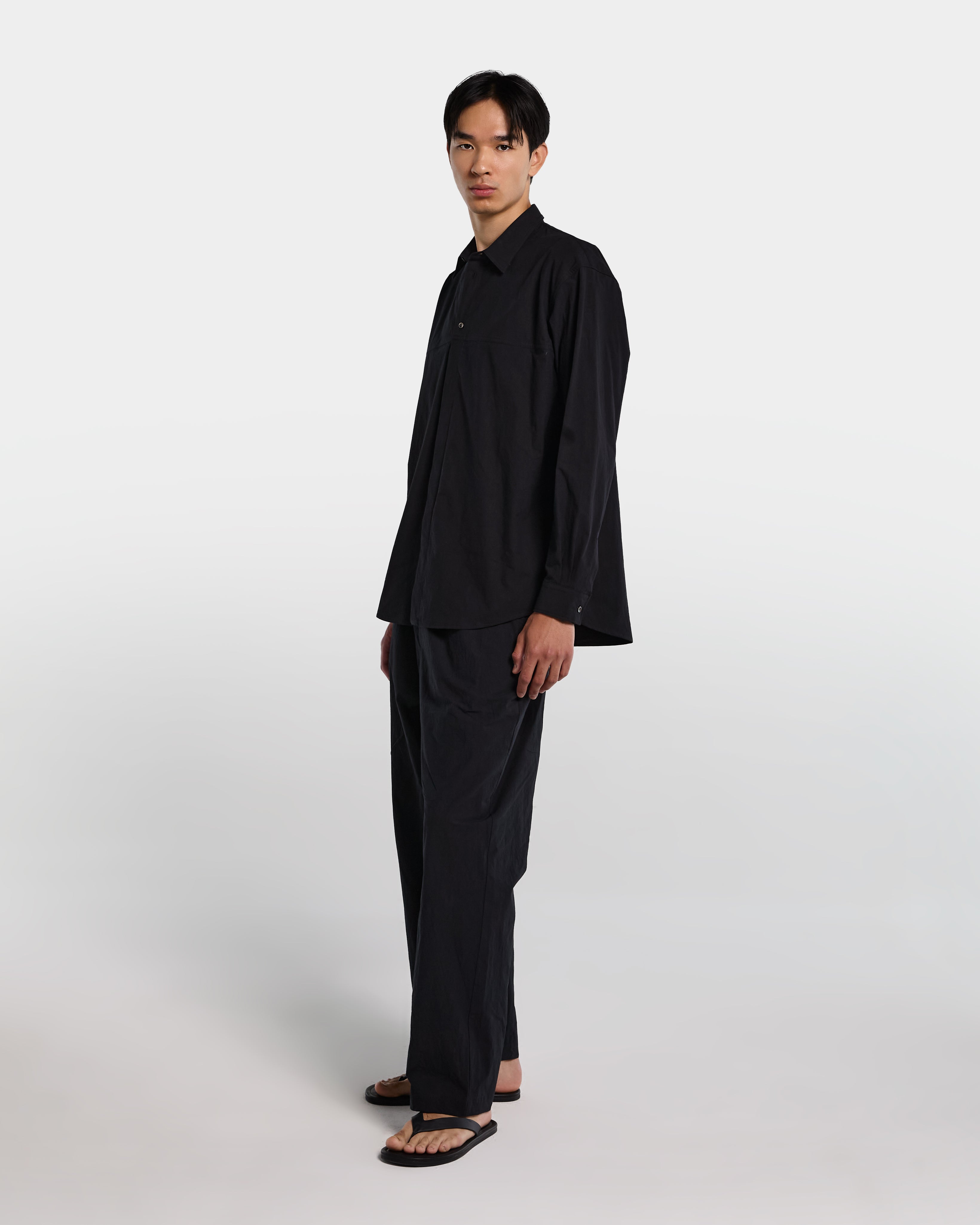 Black cotton poplin overshirt