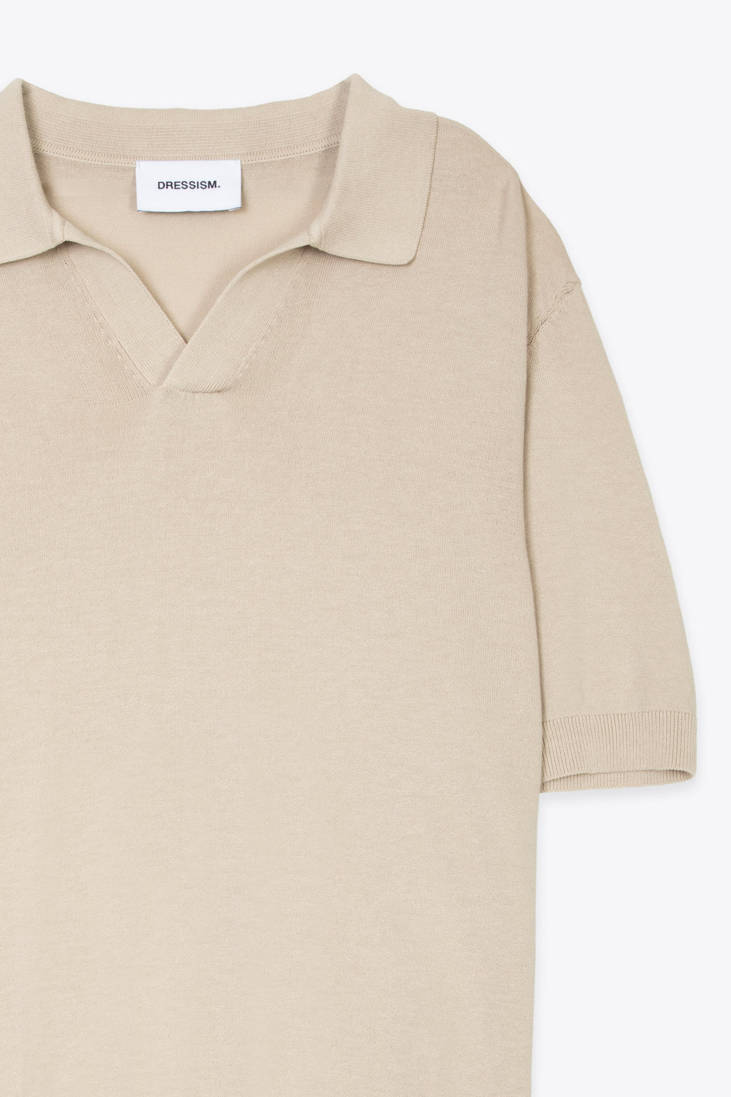 Sand-colored cotton polo shirt with open collar
