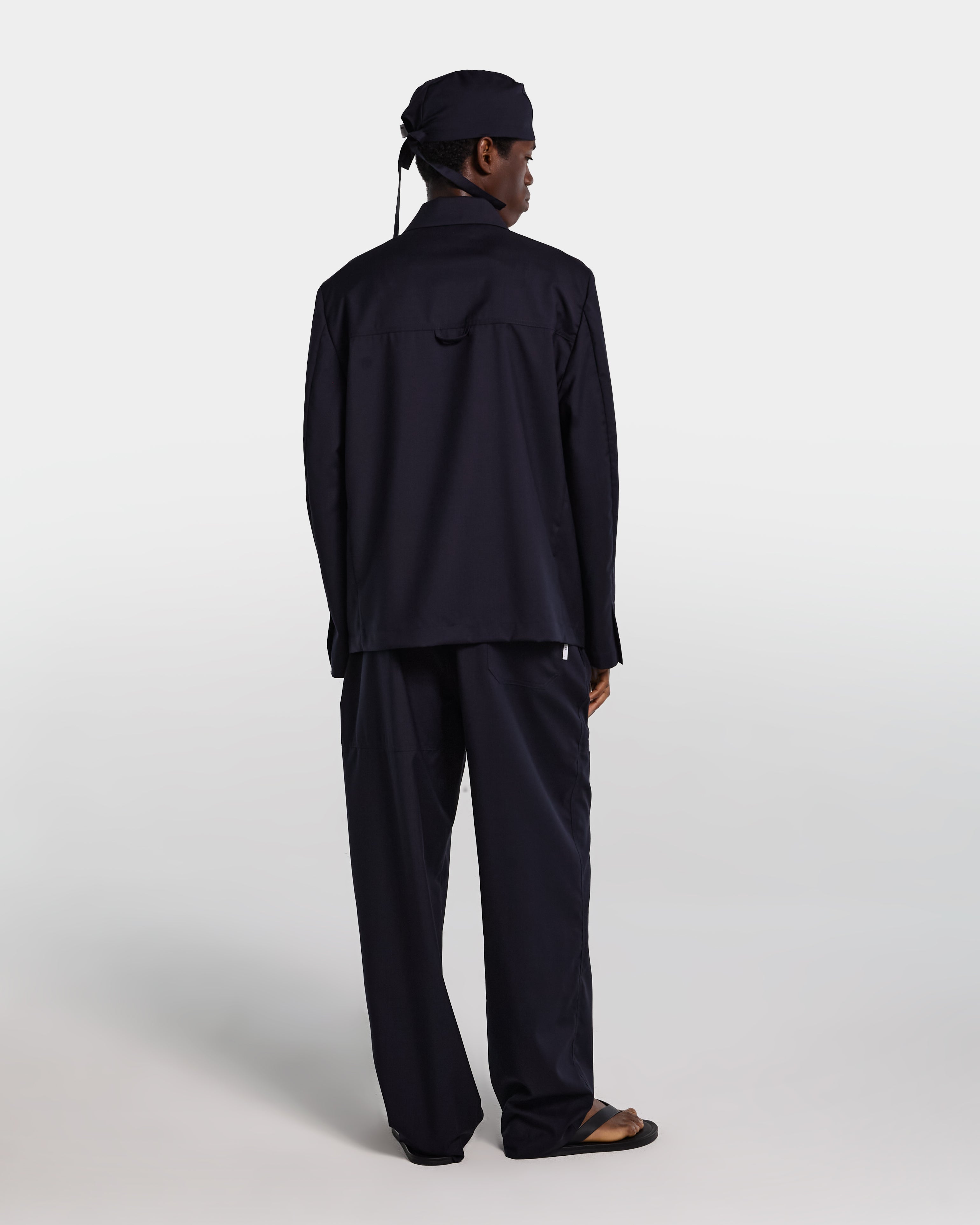 Navy blue tailored wool jacket