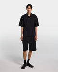 Black poplin shirt with zip and short sleeves