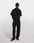 Black tailored wool loose fit pant 