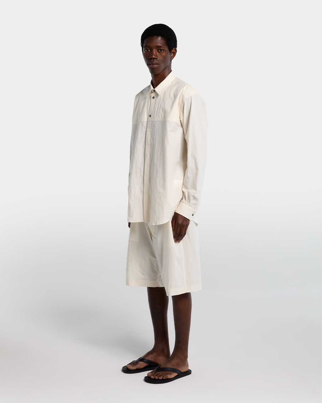 CHEST CUT OVERSHIRT-Cream