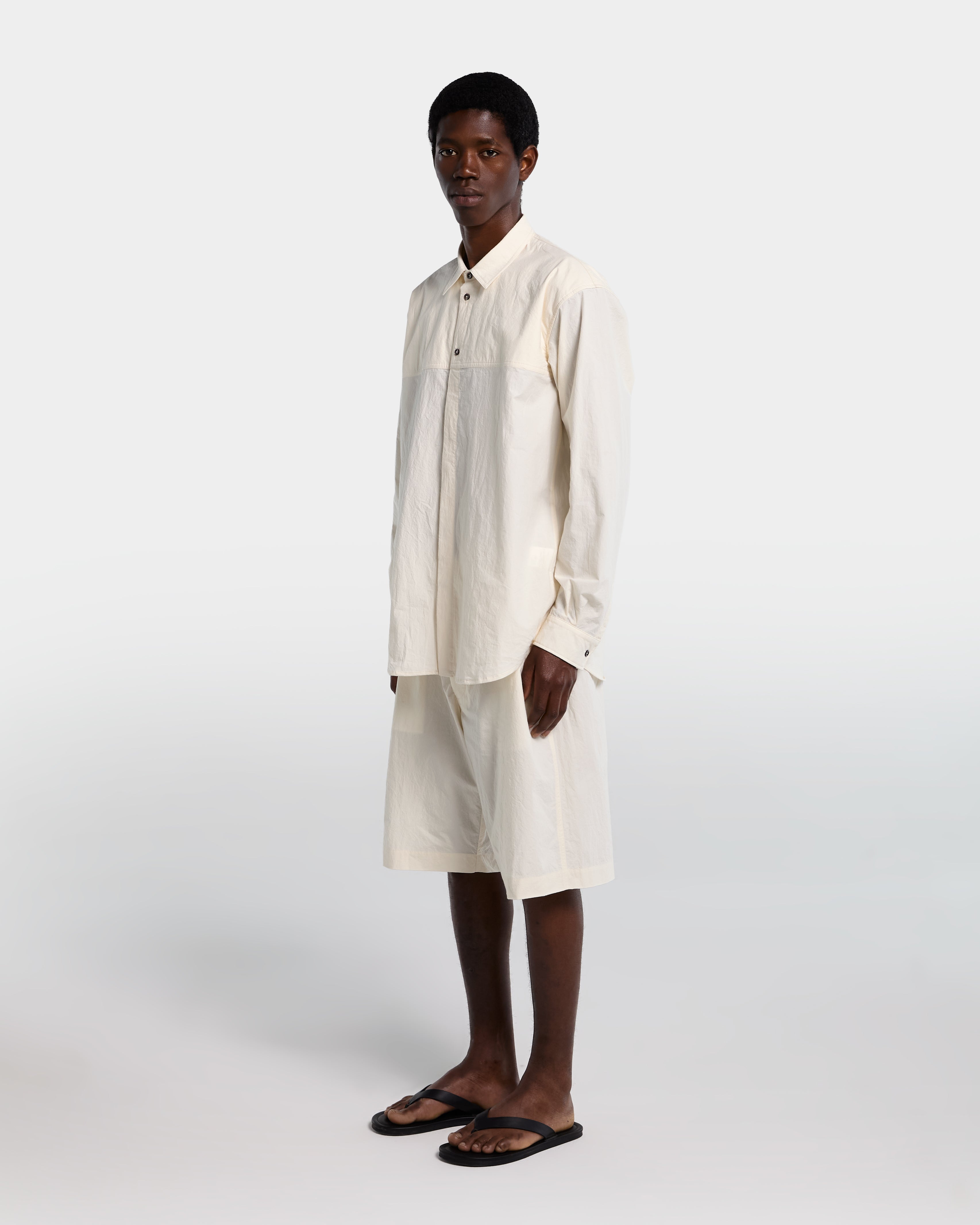 CHEST CUT OVERSHIRT-Cream