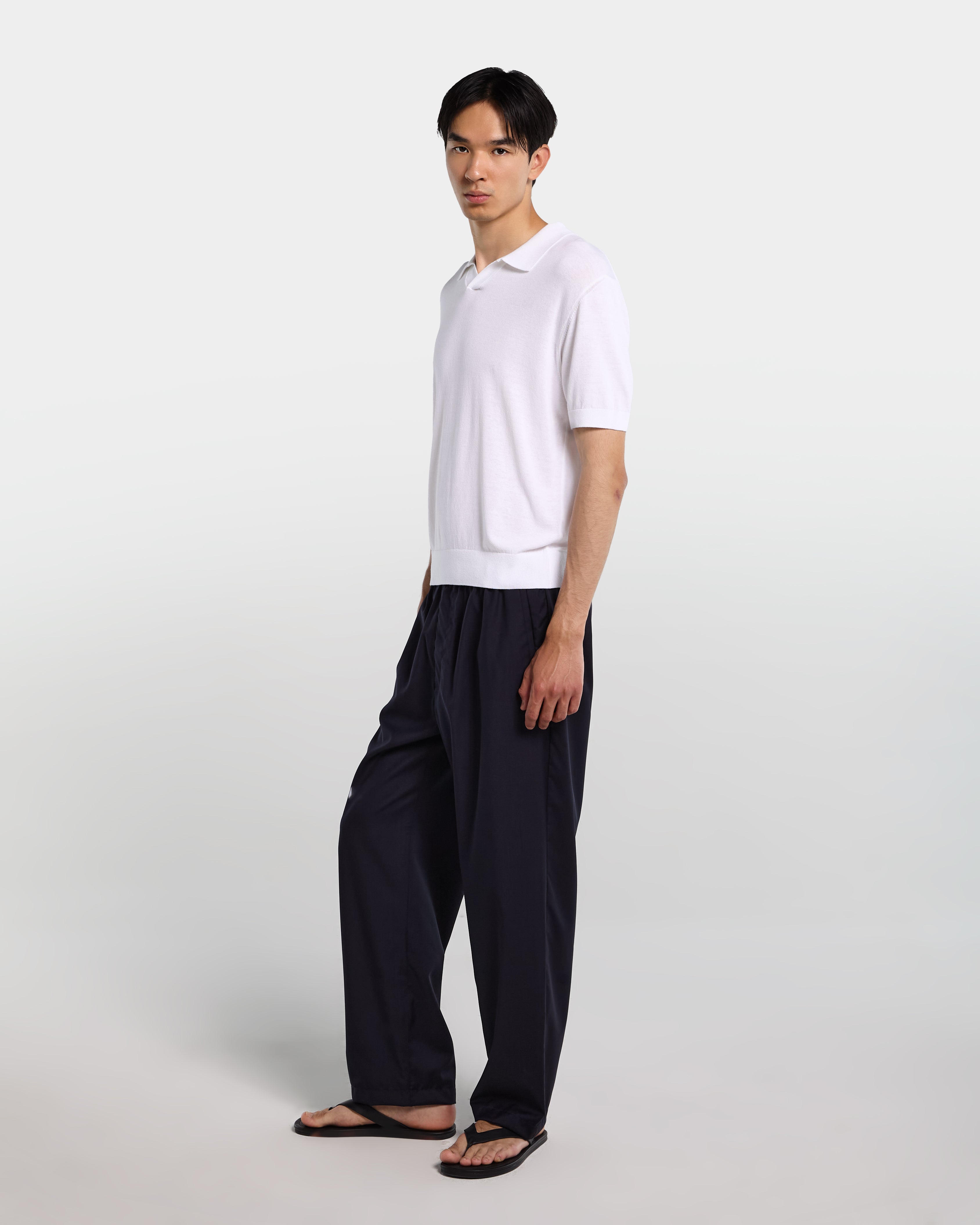 White viscose knitted polo shirt