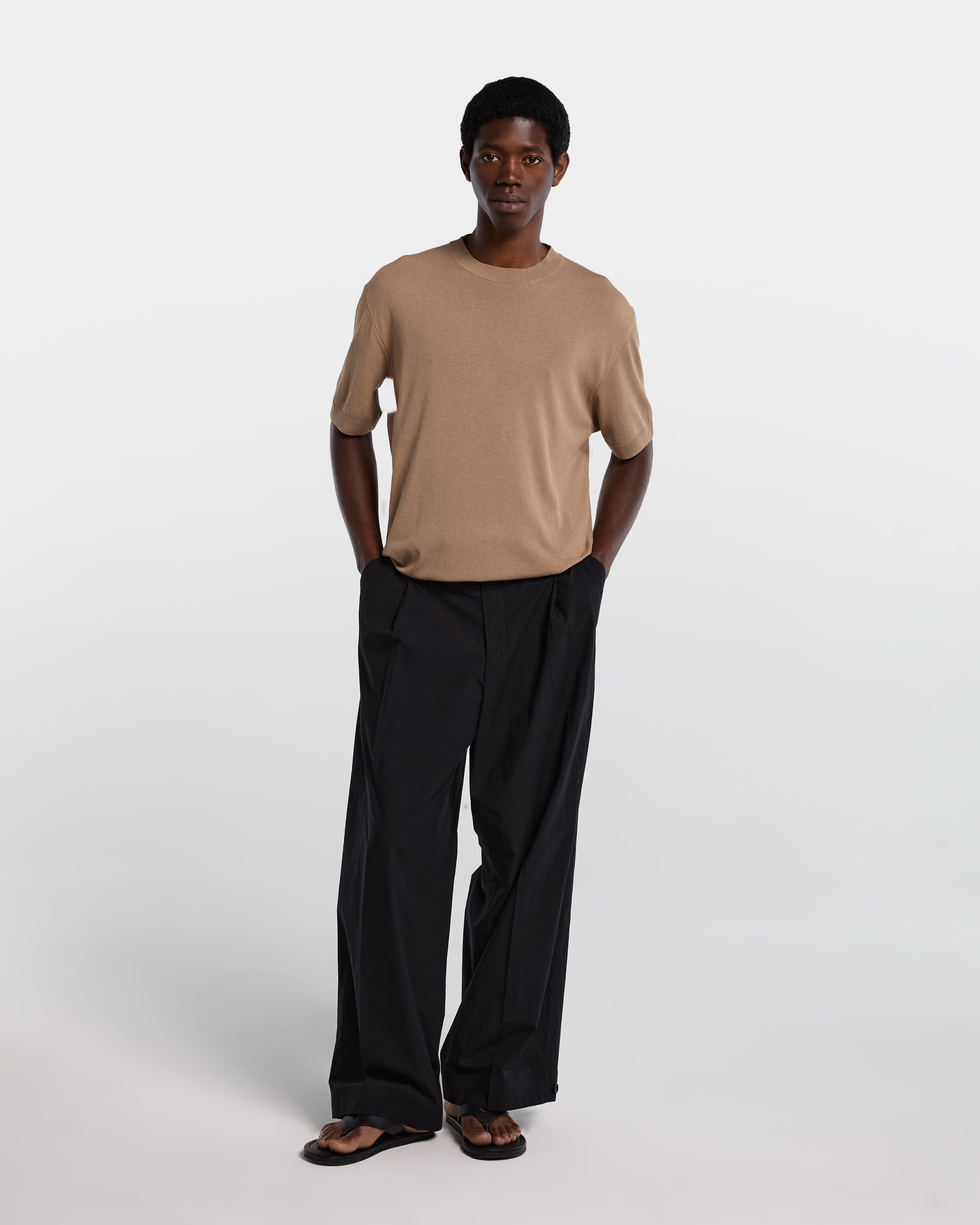 Black cotton poplin trousers