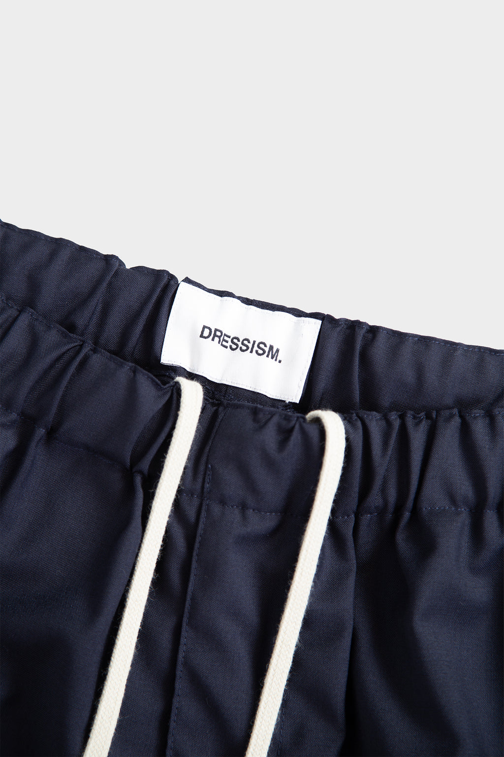 Navy blue tailored wool loose fit pant with drawstring 