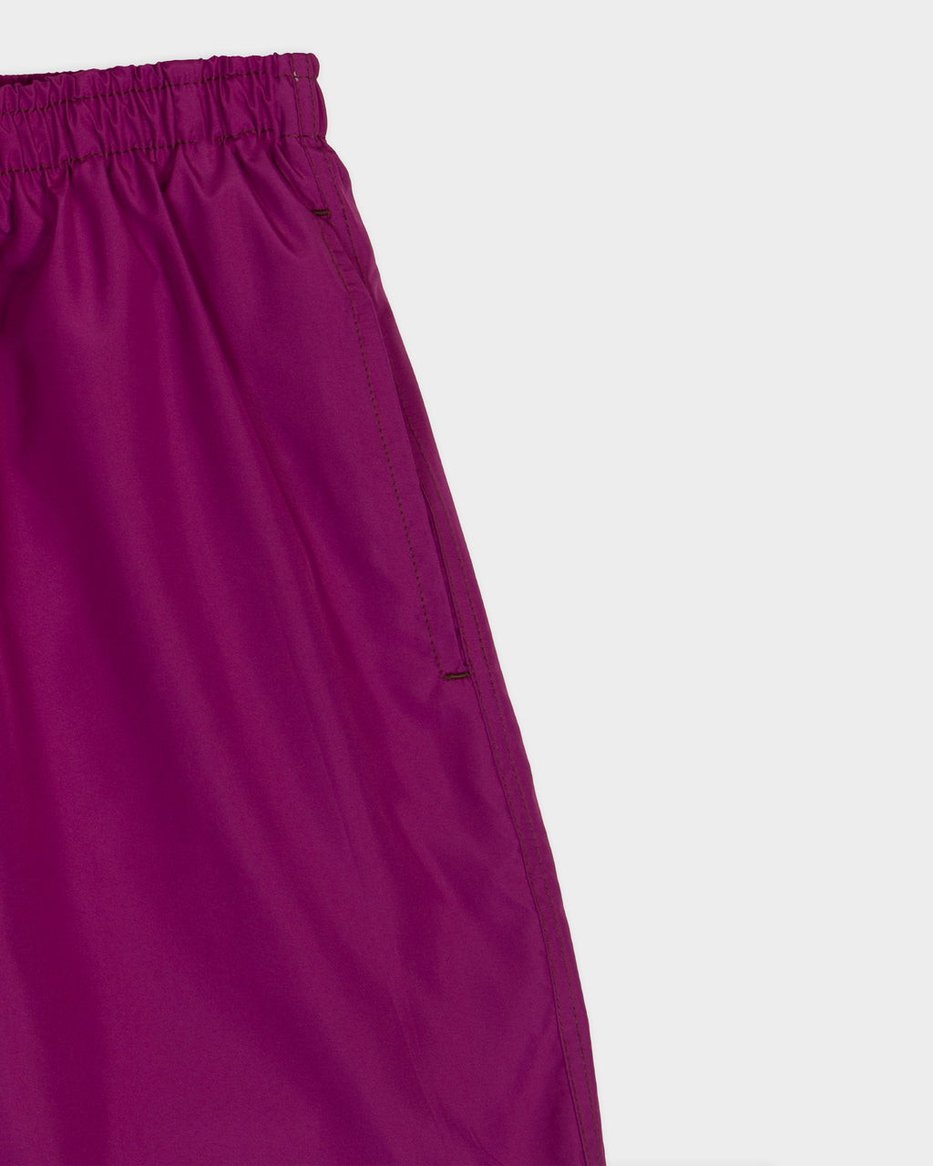 Cyclamen-colored nylon swim trunks