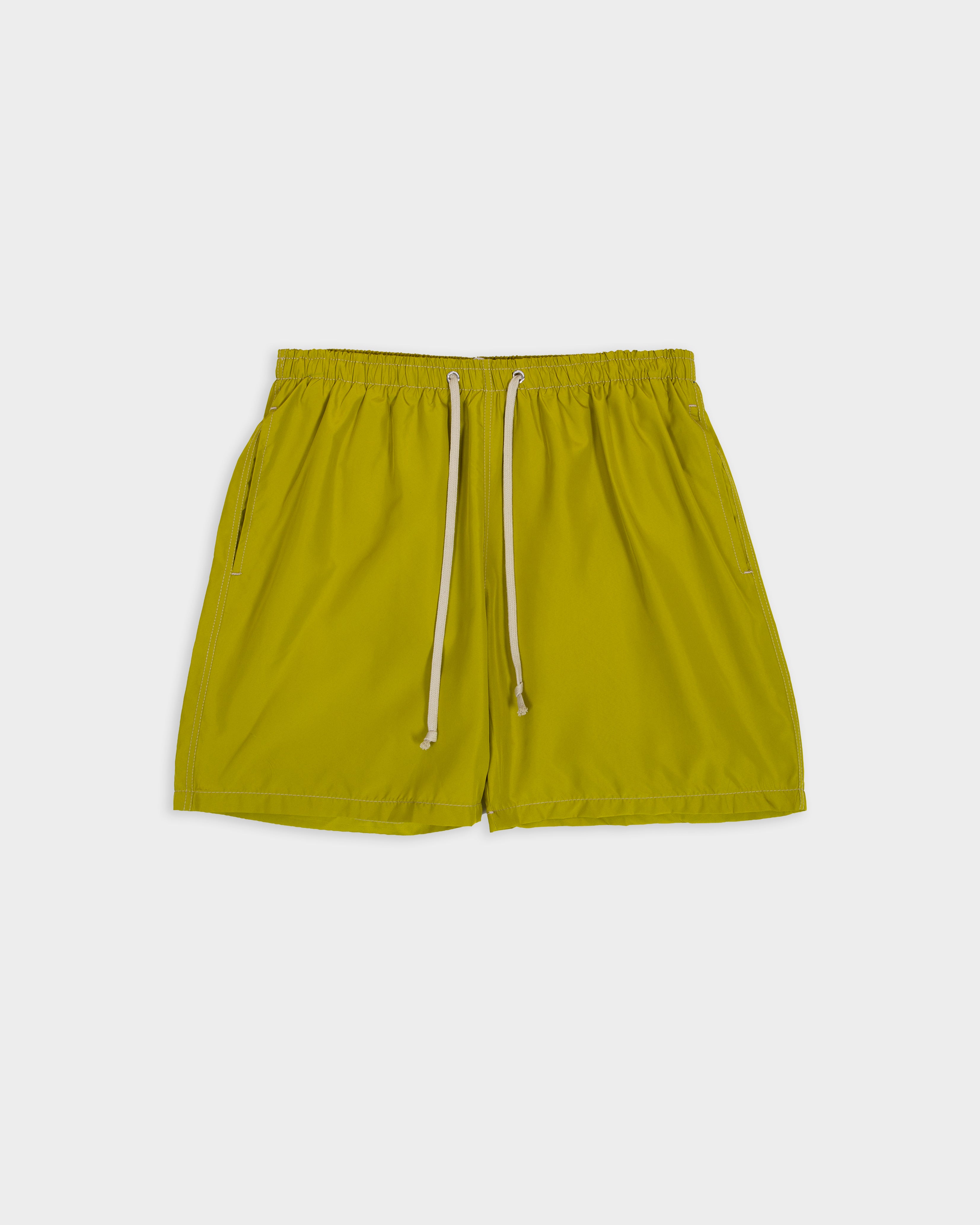 Lime green nylon swim shorts