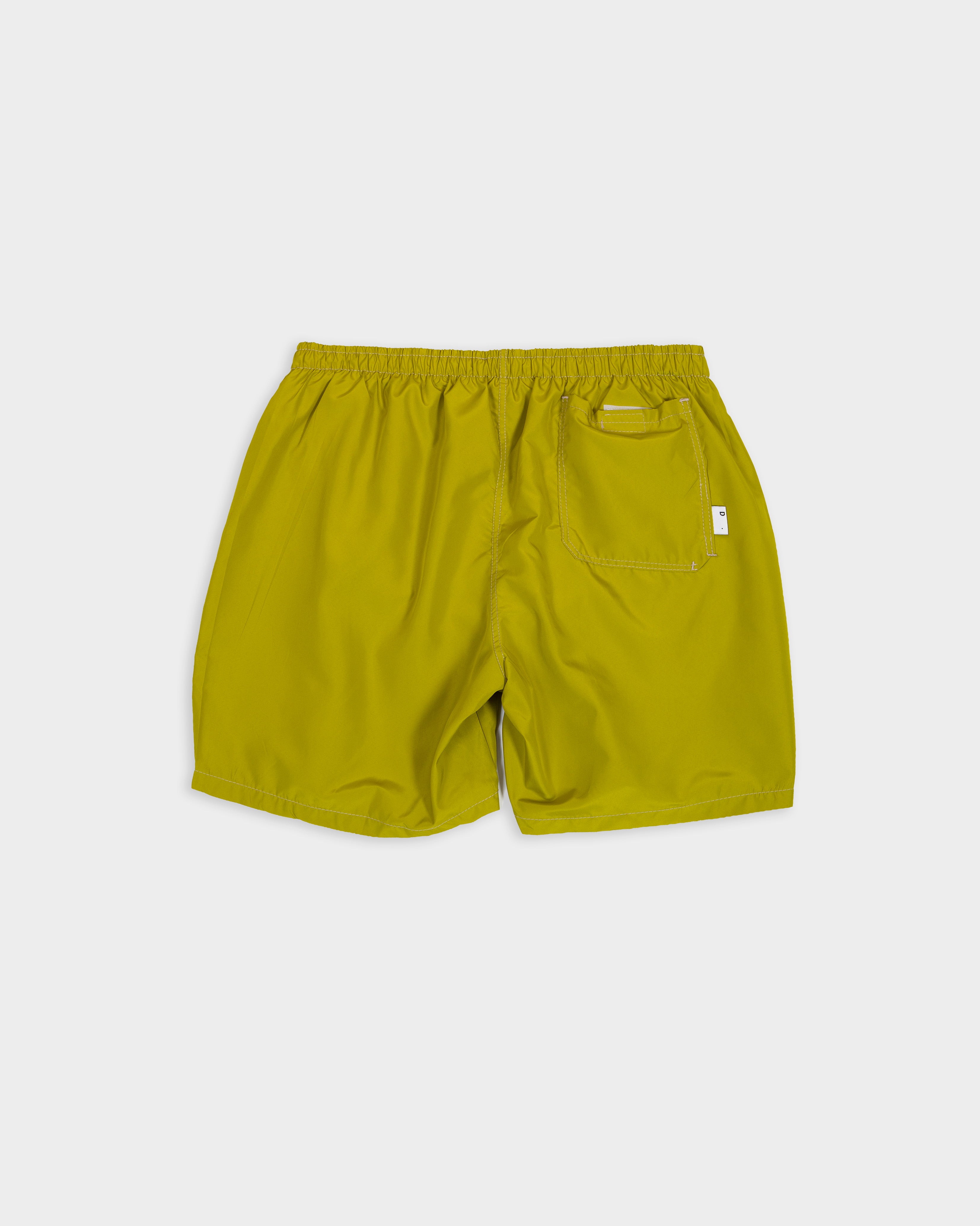 Lime green nylon swim shorts