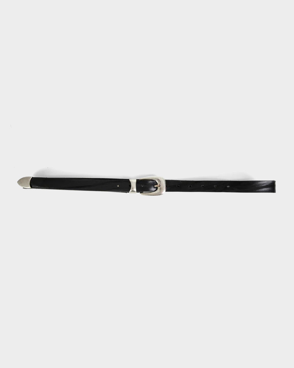 Black leather belt with metal buckle and belt tip - Houston Belt