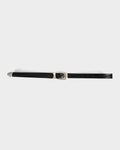 Black leather belt with metal buckle and belt tip - Houston Belt