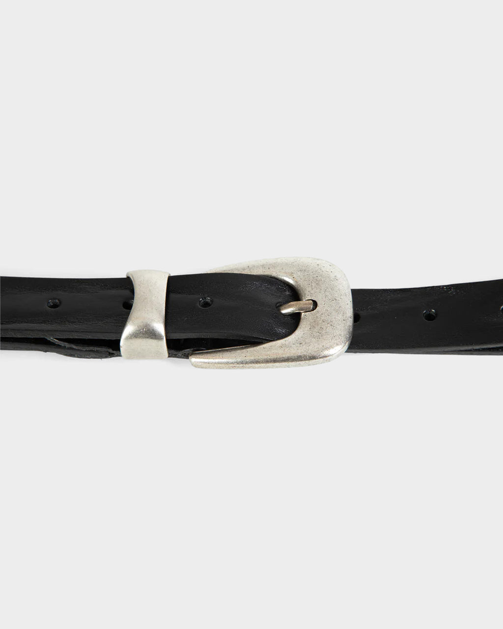 Black leather belt with metal buckle and belt tip - Houston Belt