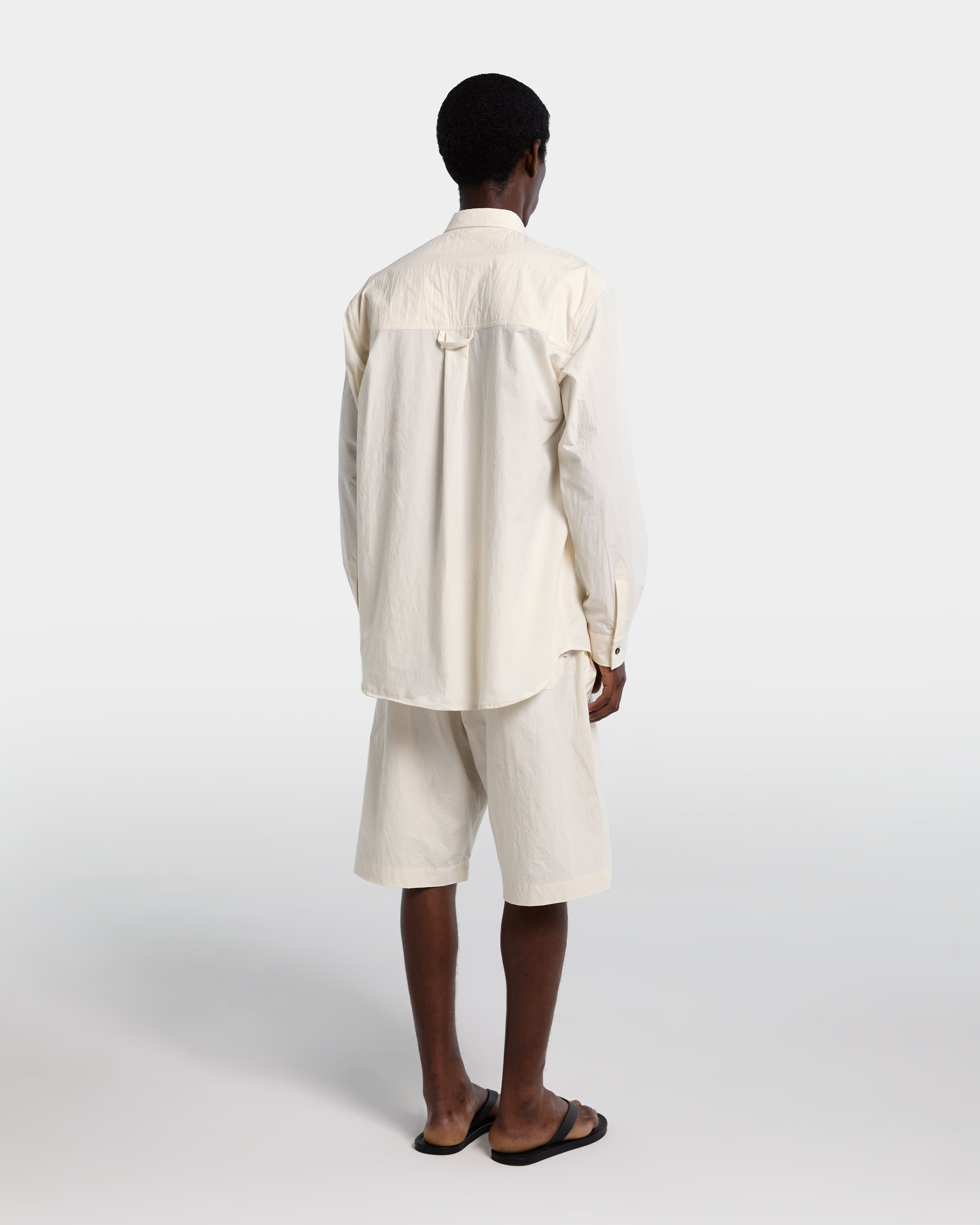 CHEST CUT OVERSHIRT-Cream