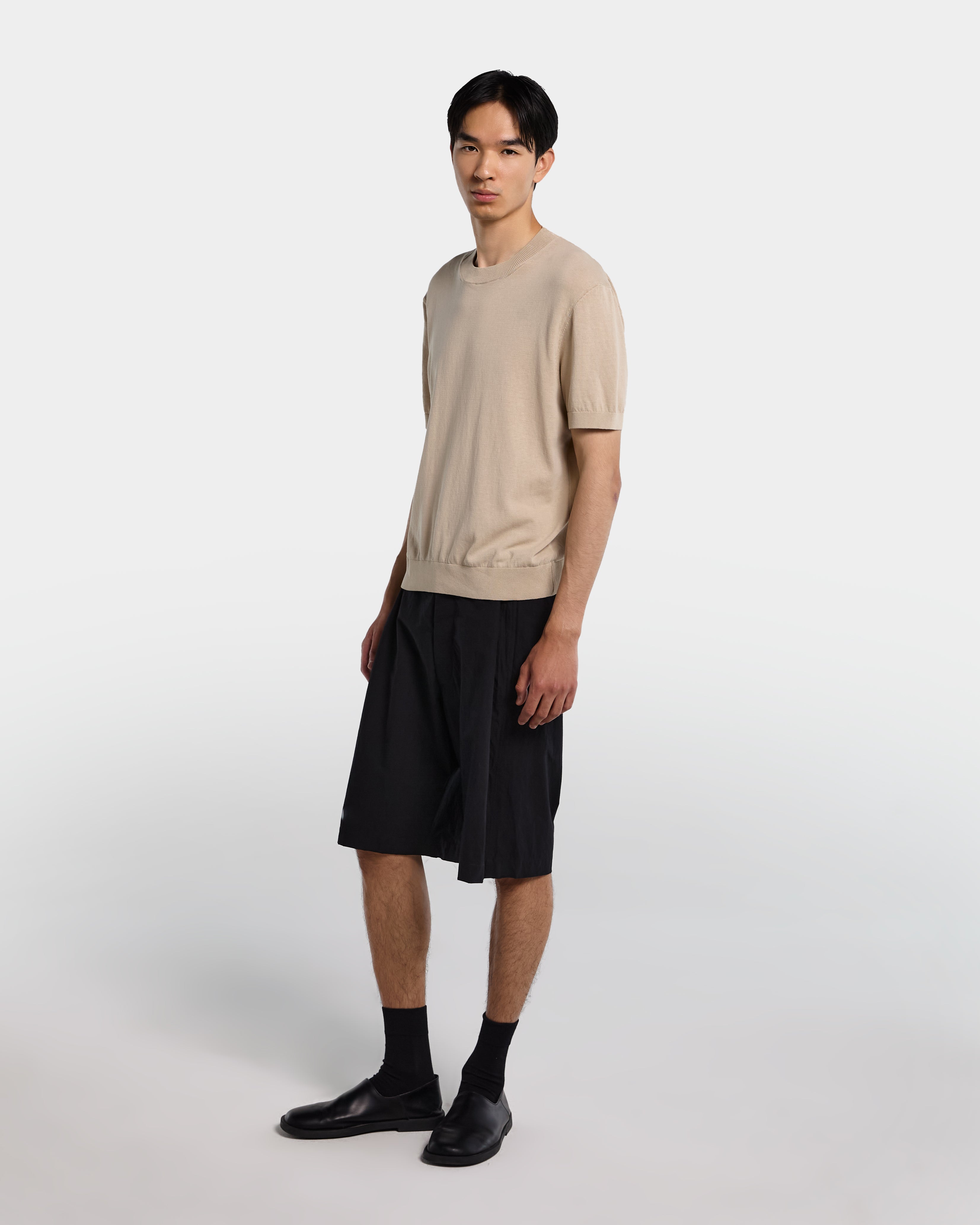 Sand-colored knit T-shirt