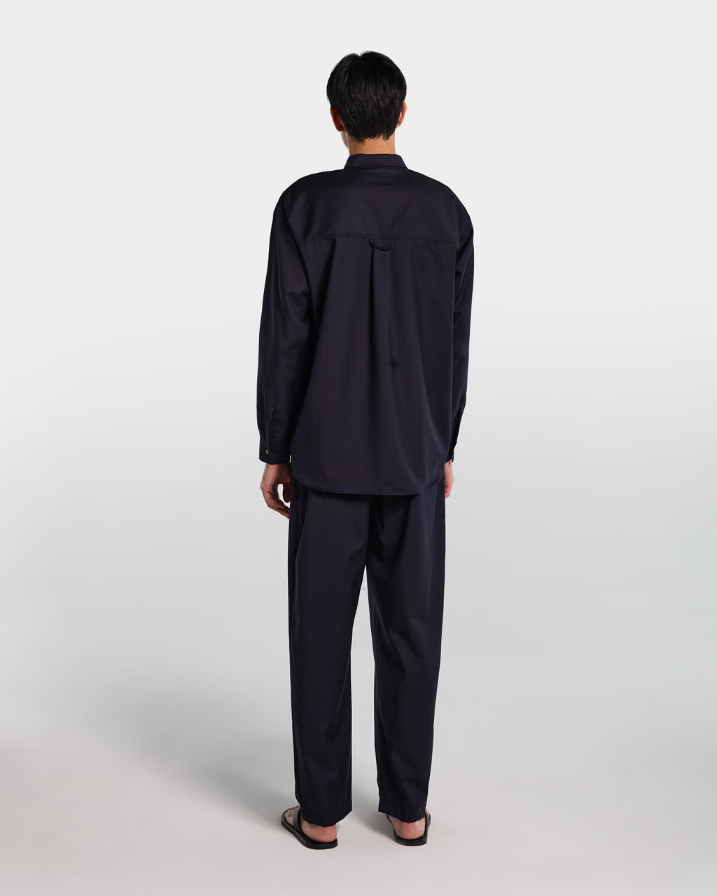Navy blue tailored wool overshirt 