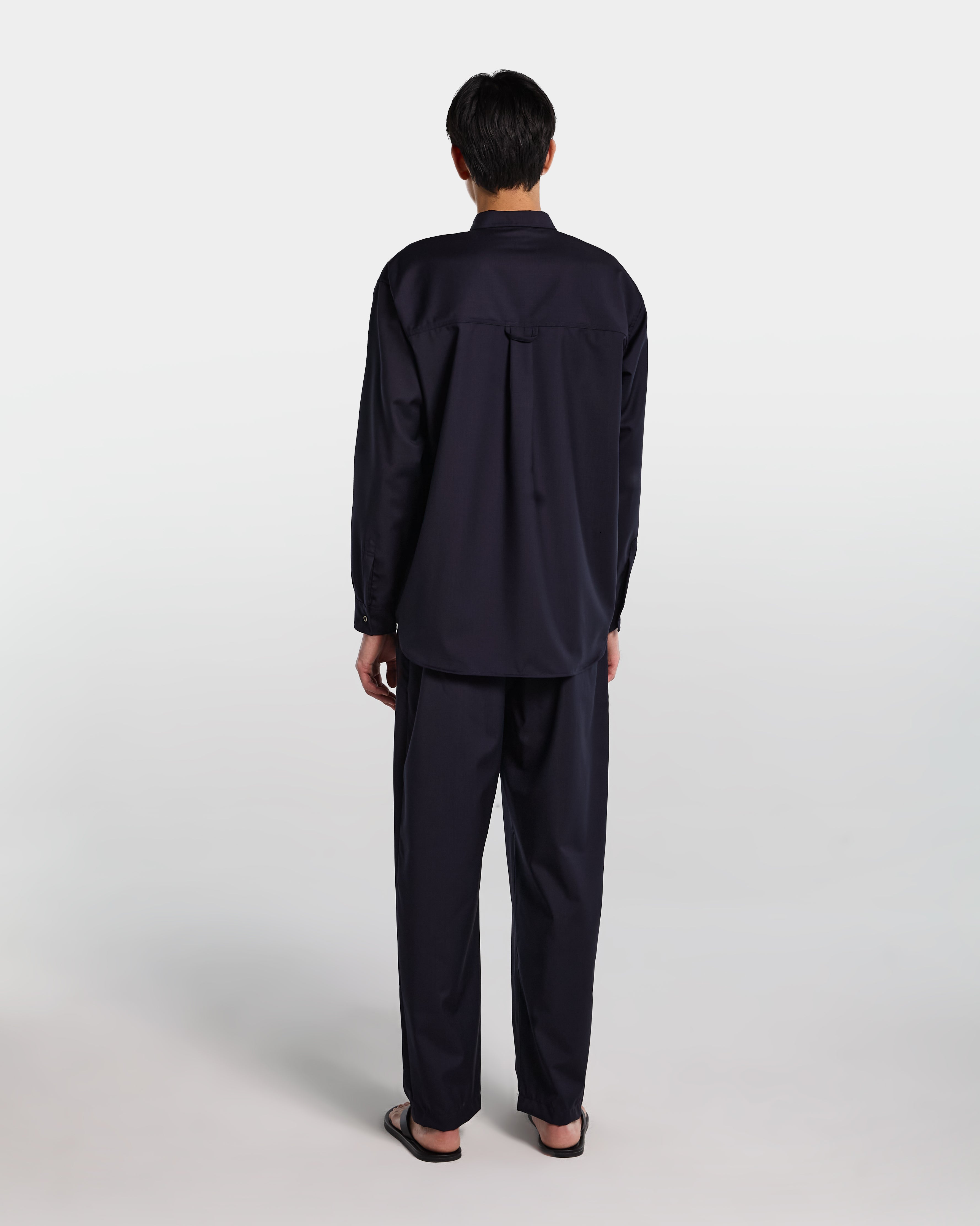 Navy blue tailored wool overshirt 