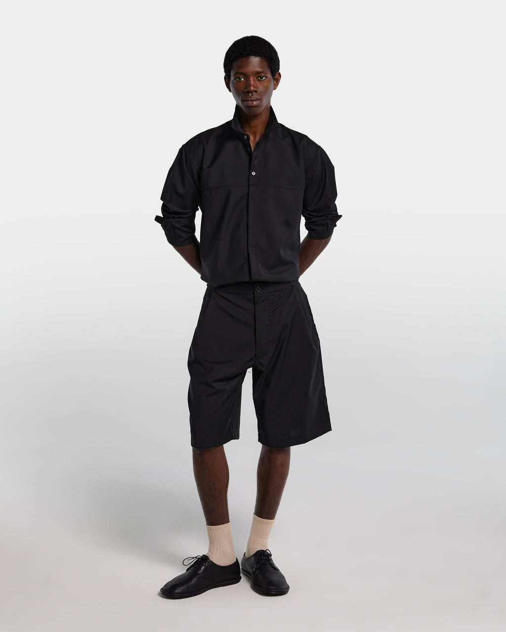 Black tailored wool overshirt 