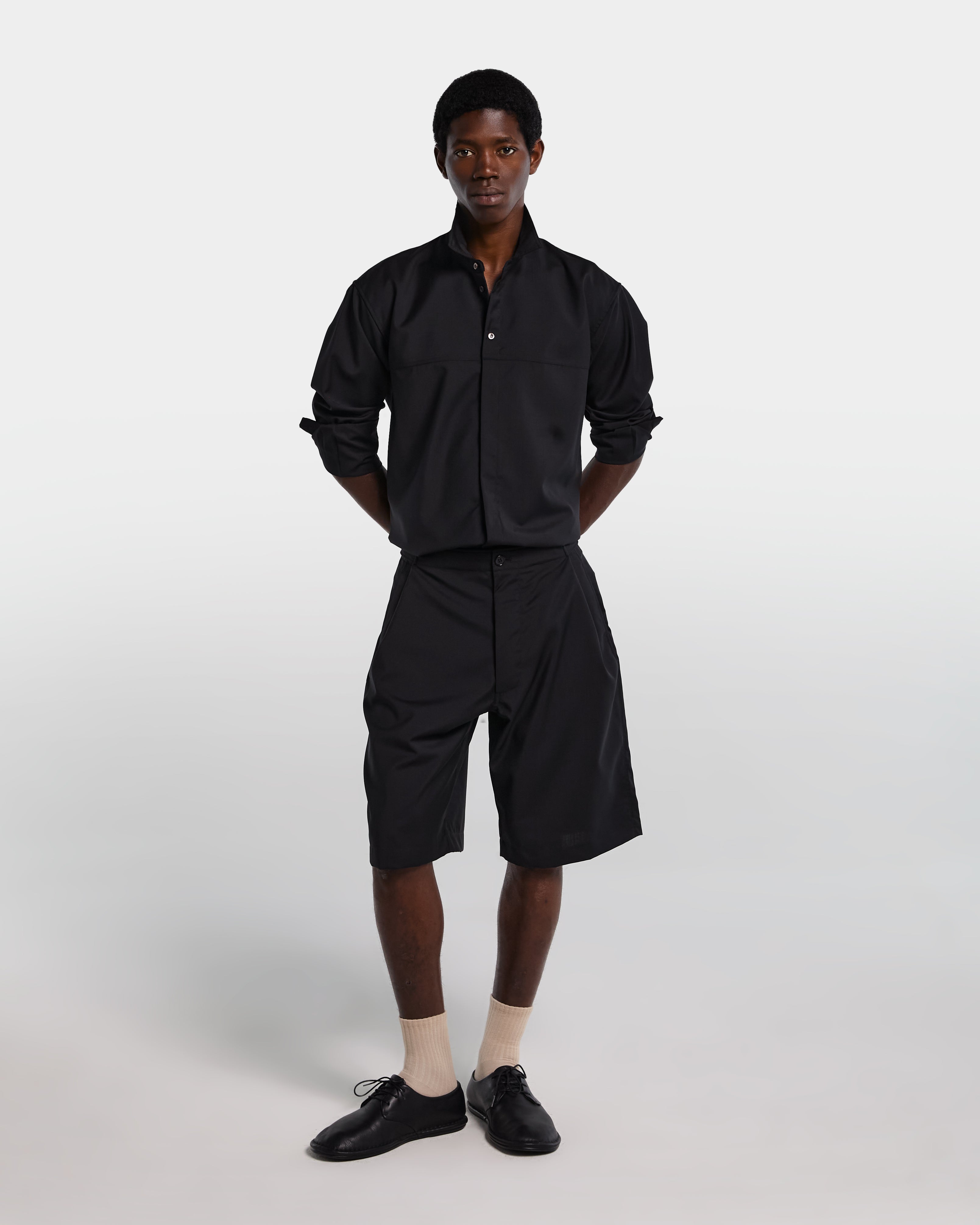 Black tailored wool overshirt 