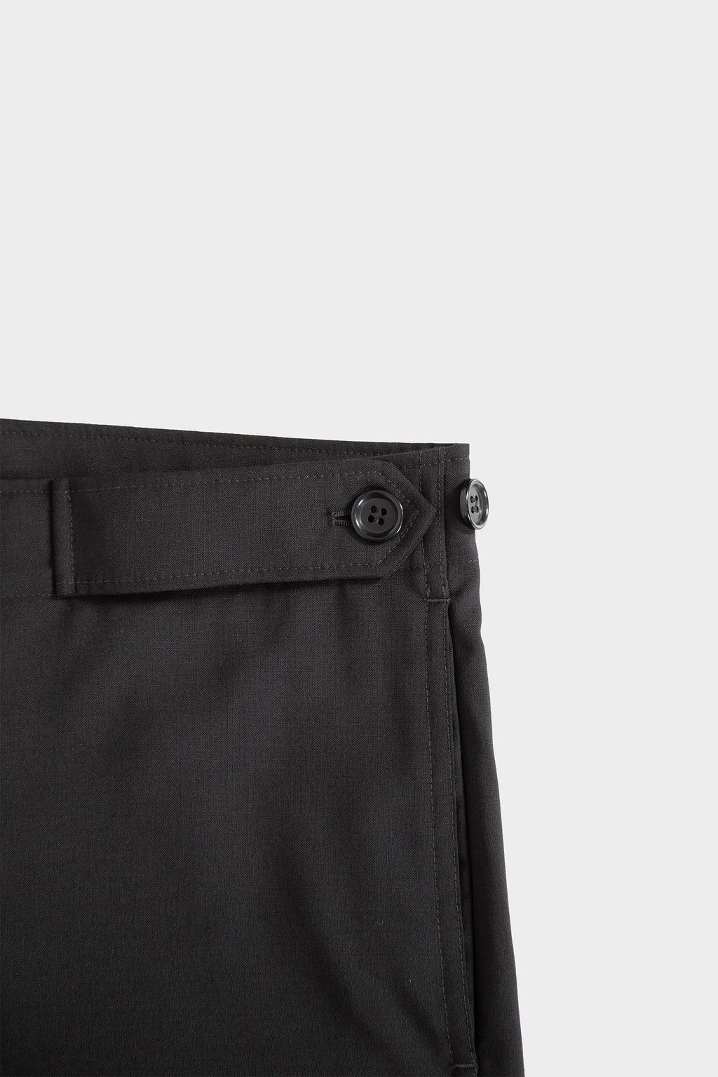 Black wool tailored pant with adjustable waist 
