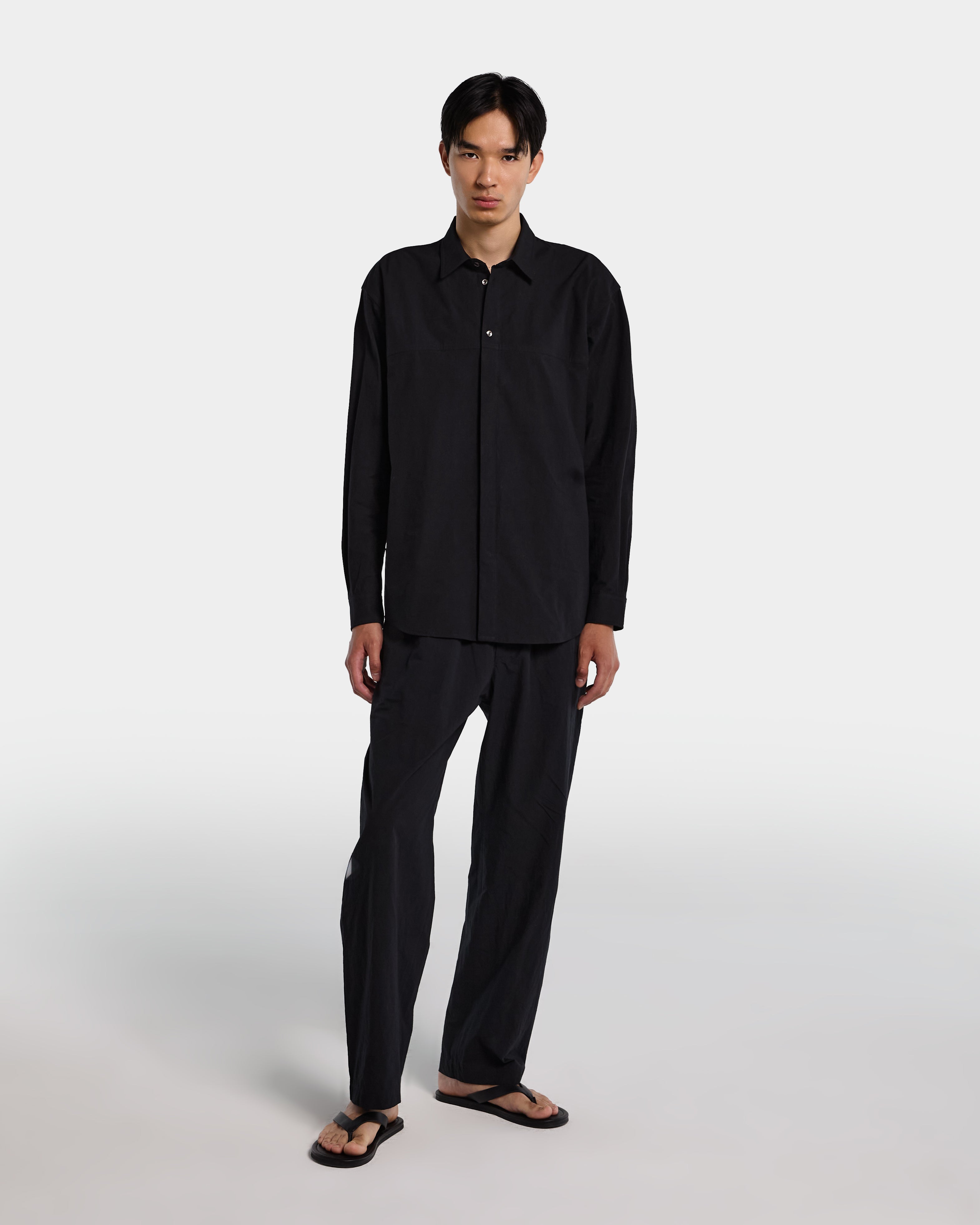 Black cotton poplin overshirt