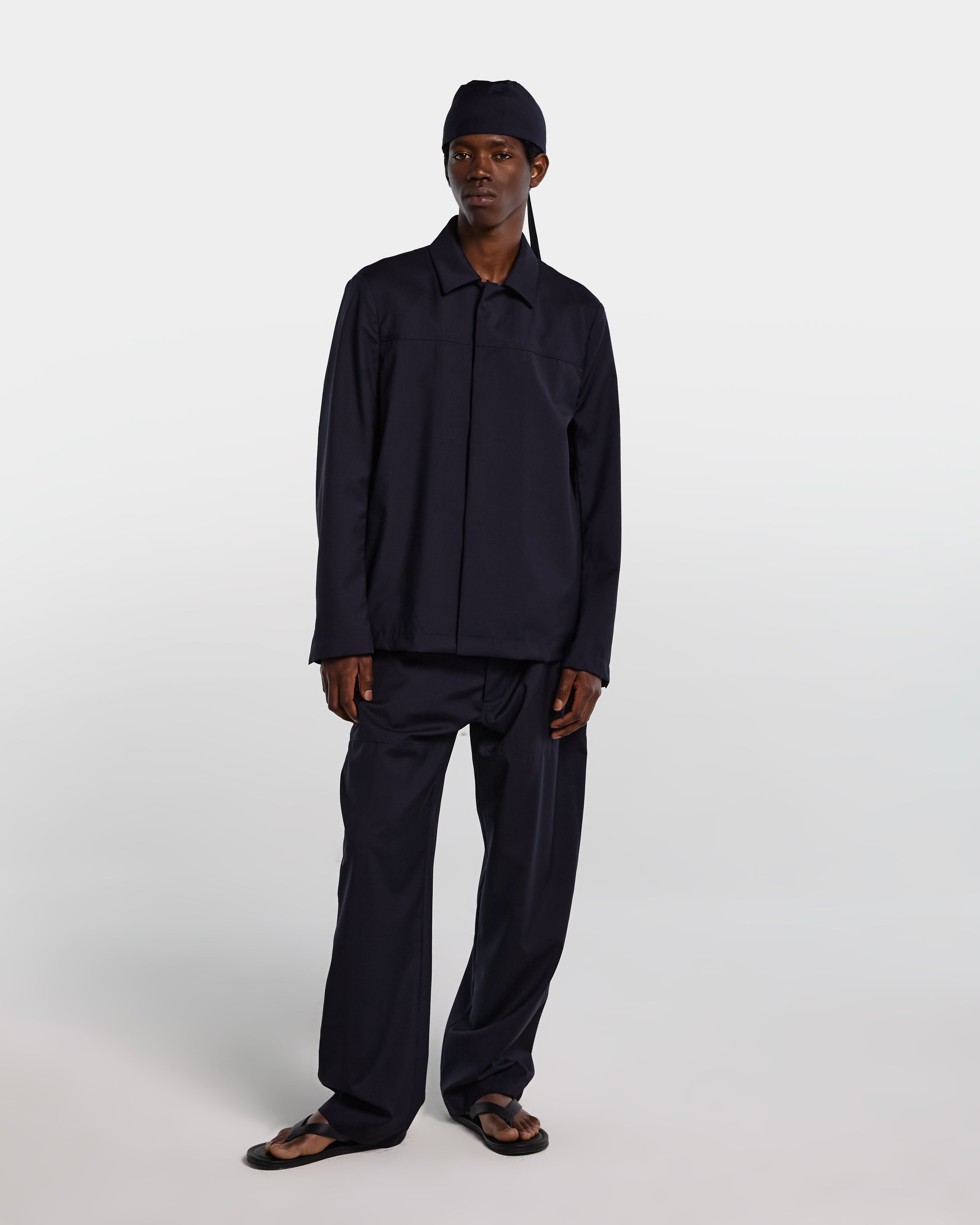 Navy blue tailored wool jacket
