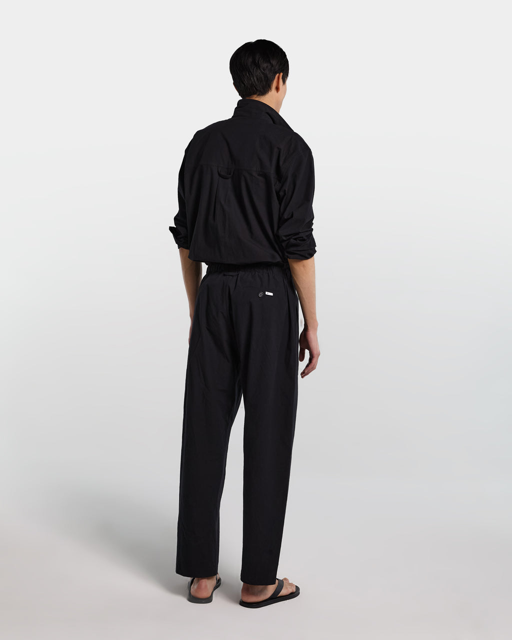 Black cotton poplin loose-fit trousers