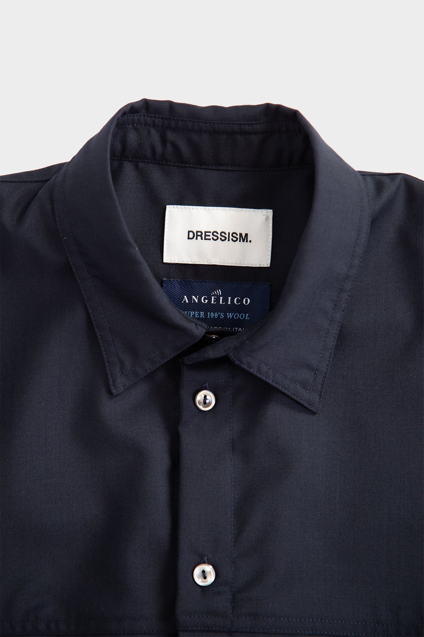 Navy blue tailored wool overshirt 